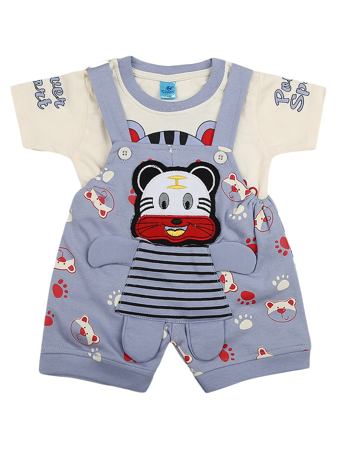 

V-Mart Unisex Kids Grey & Beige Printed T-shirt with Shorts