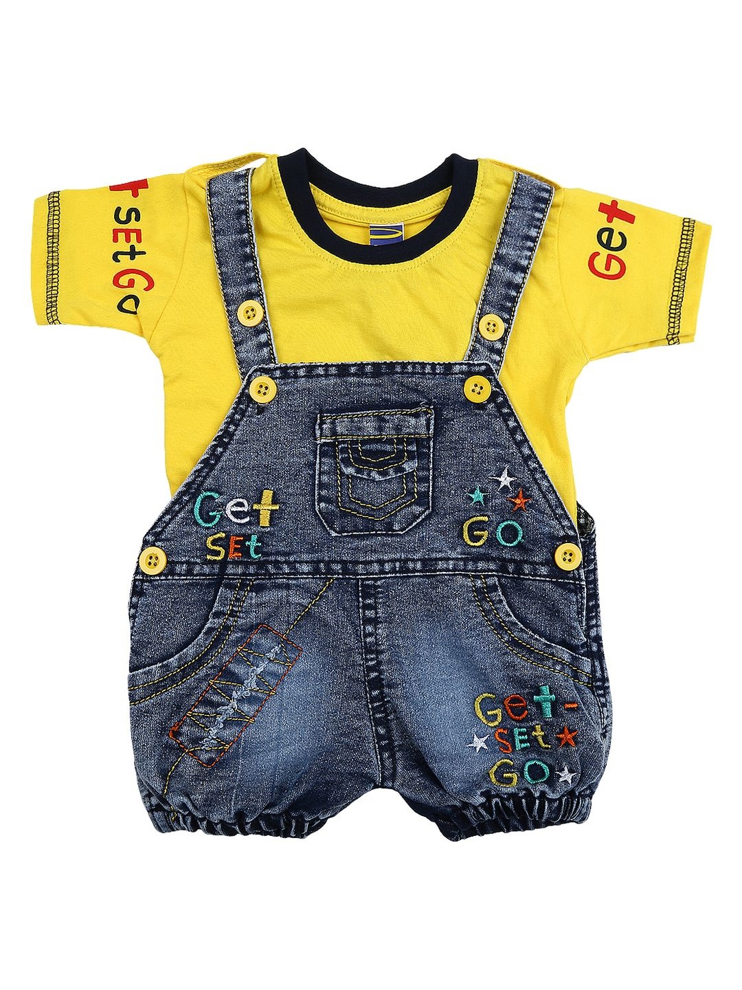 

V-Mart Unisex Kids Yellow & Yellow Printed T-shirt with Shorts