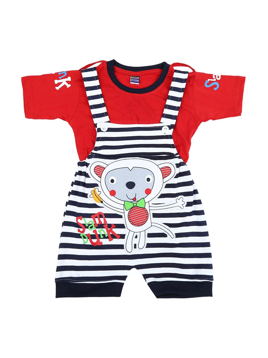 

V-Mart Unisex Kids Red & Red Printed T-shirt and Shirt with Shorts