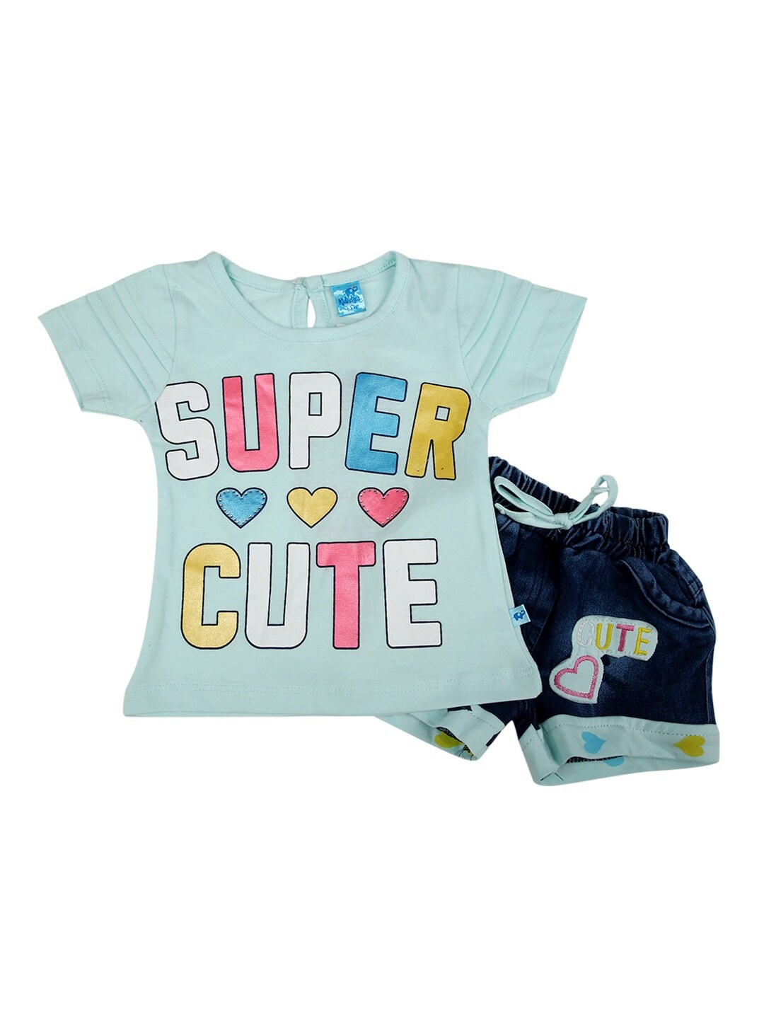 

V-Mart Unisex Kids Blue Printed T-shirt with Shorts