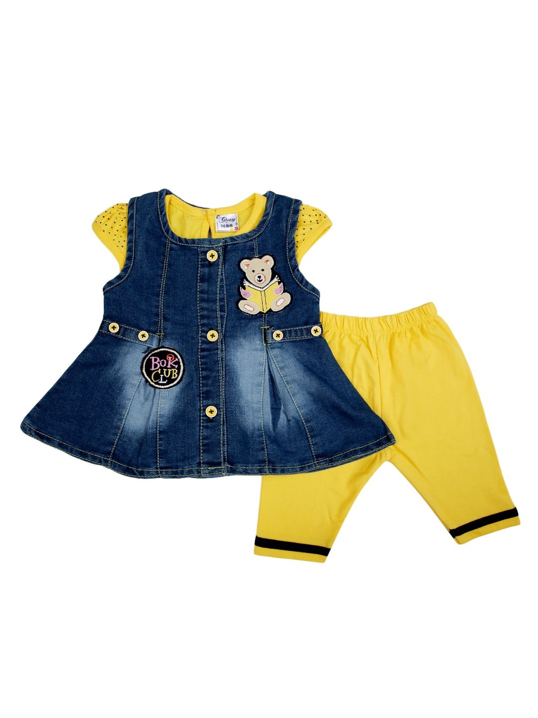 

V-Mart Girls Yellow & Blue Printed Tunic with Shorts