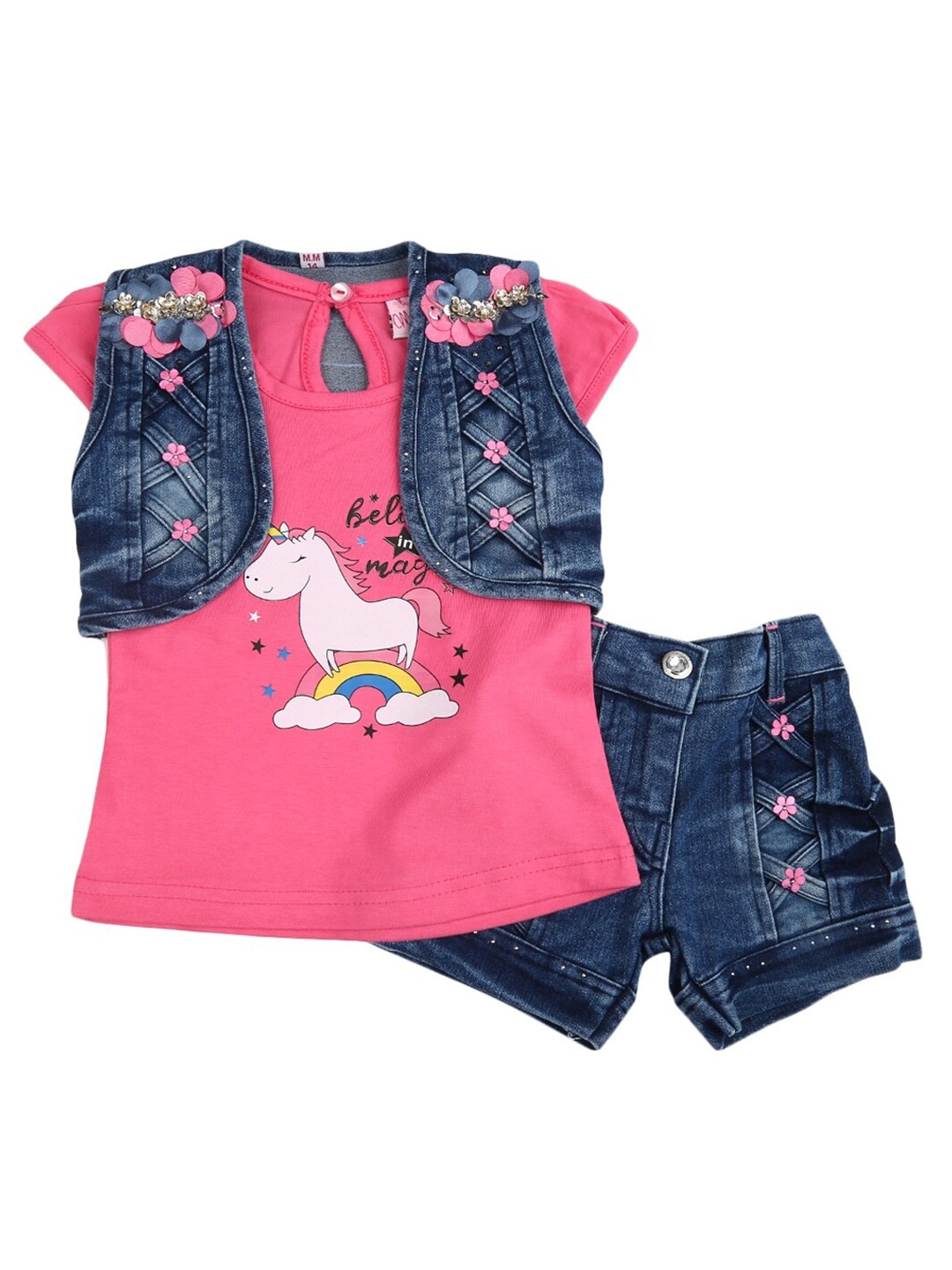 

V-Mart Unisex Kids Pink Printed T-shirt with Shorts
