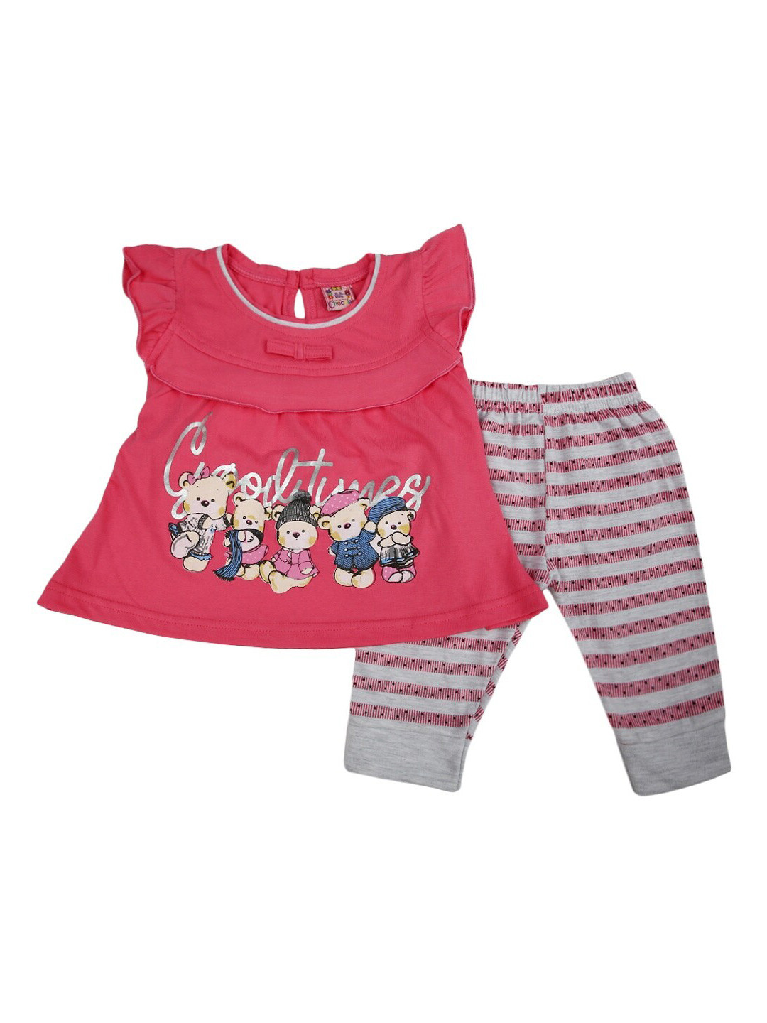 

V-Mart Unisex Kids Pink Printed Top with Leggings