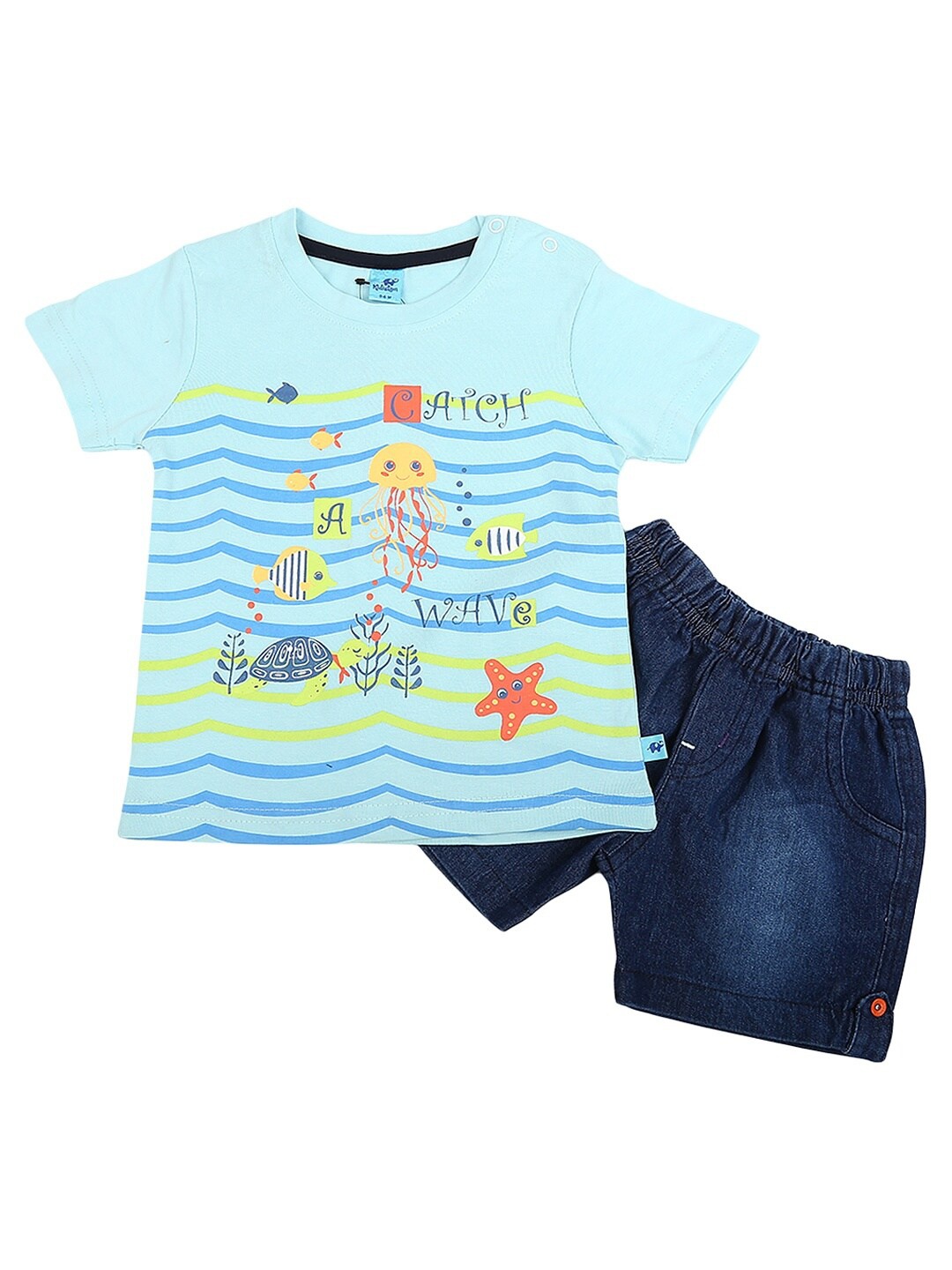 

V-Mart Unisex Kids Blue Printed T-shirt with Shorts