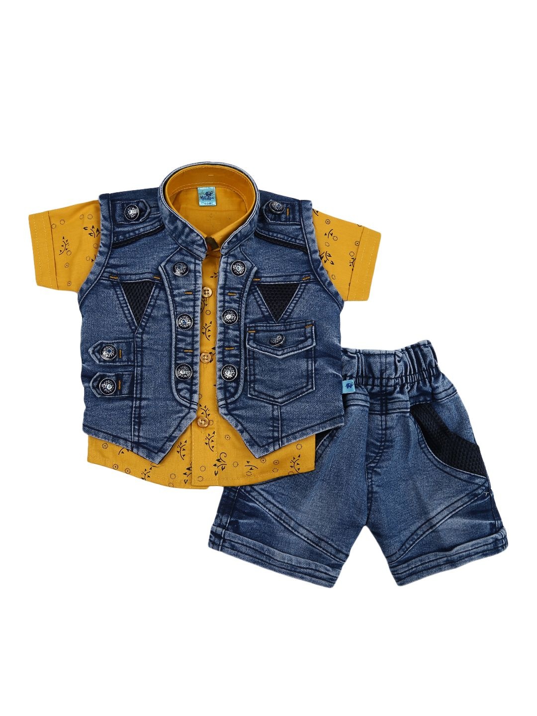 

V-Mart Infant Printed Pure Cotton Shirt with Shorts Set, Yellow