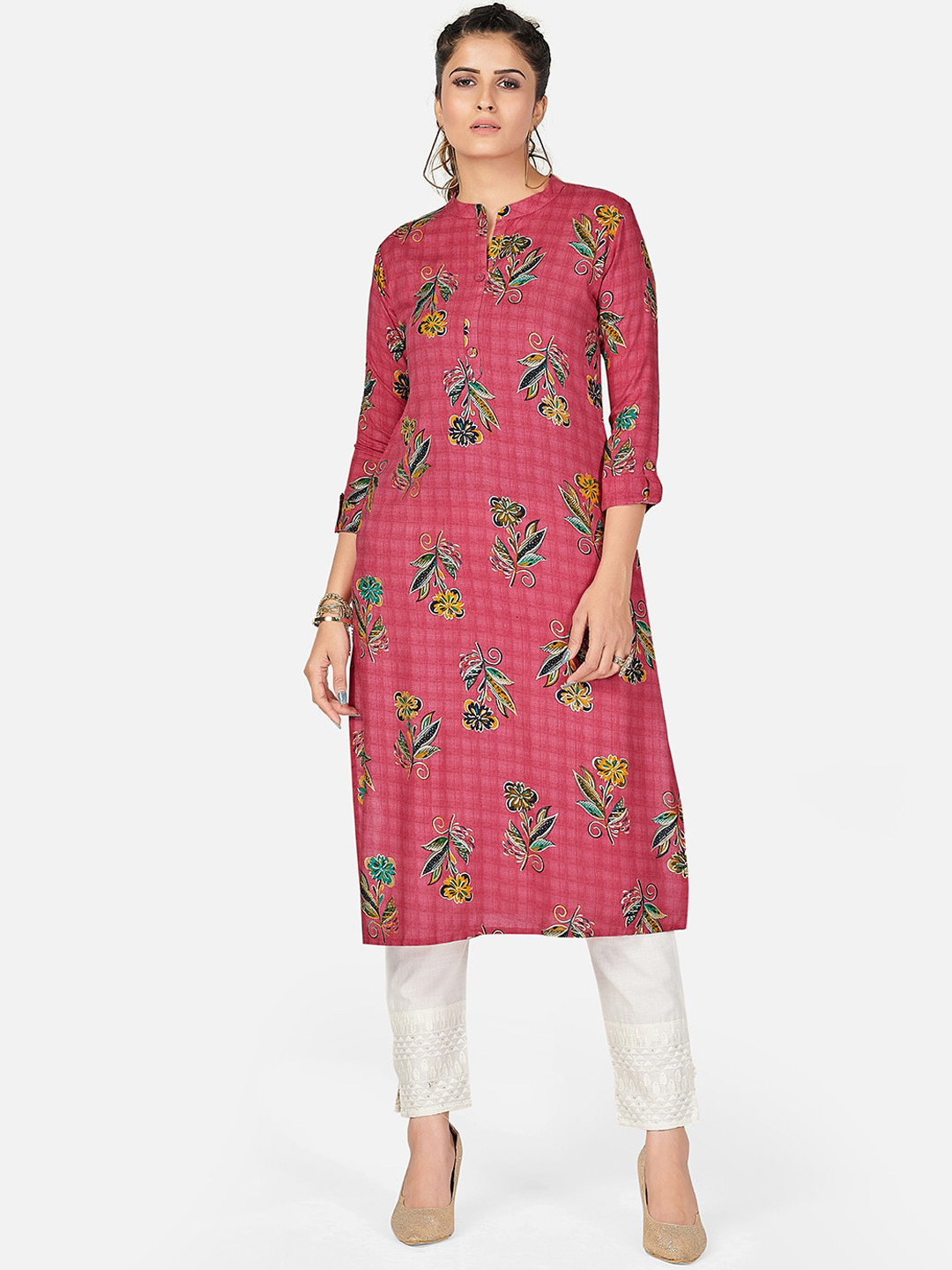 

KALINI Women Pink Ethnic Motifs Printed Kurta