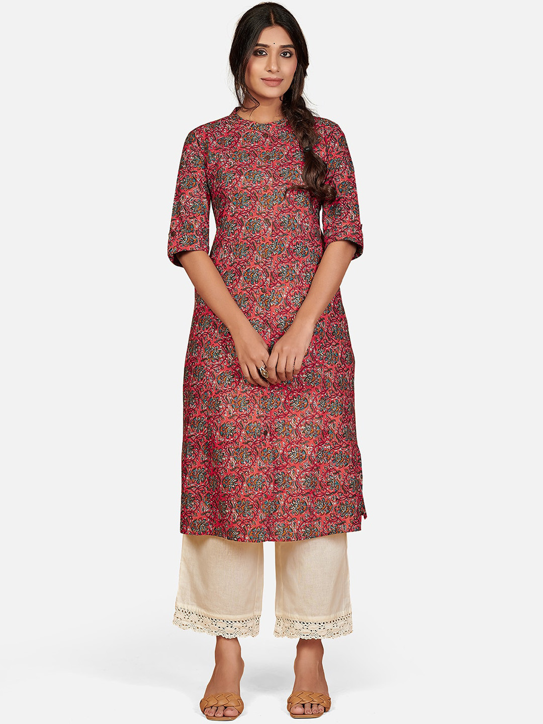

KALINI Women Pink Ethnic Motifs Printed Flared Sleeves Kurta