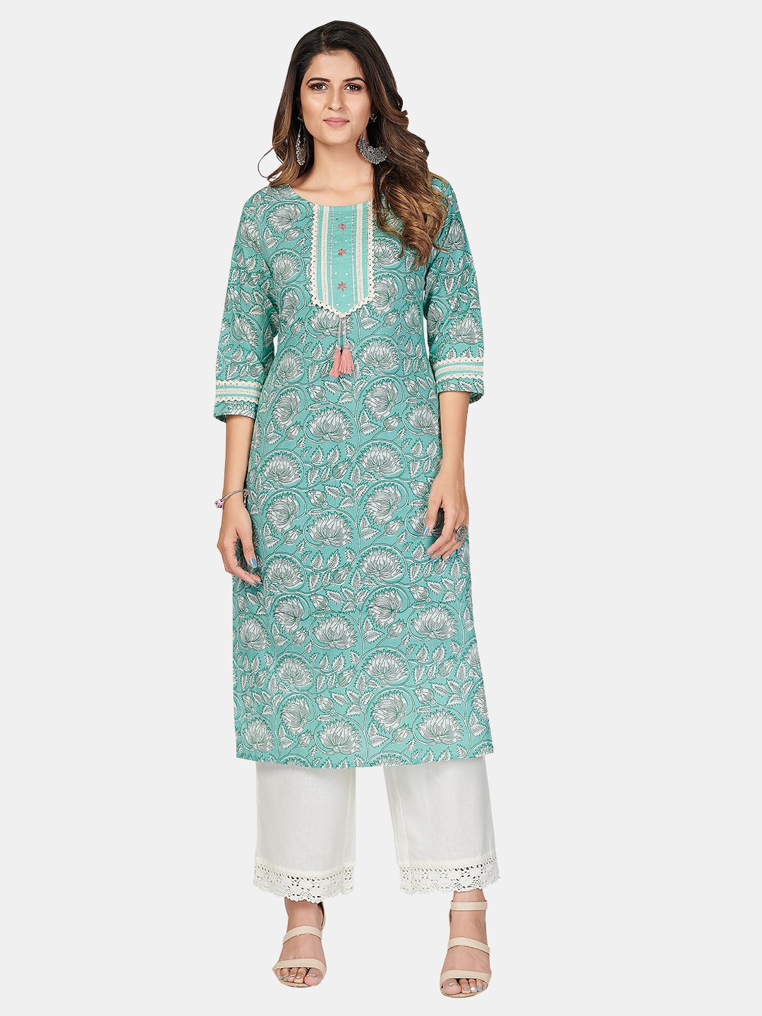 

KALINI Women Blue Ethnic Motifs Embroidered Kurta