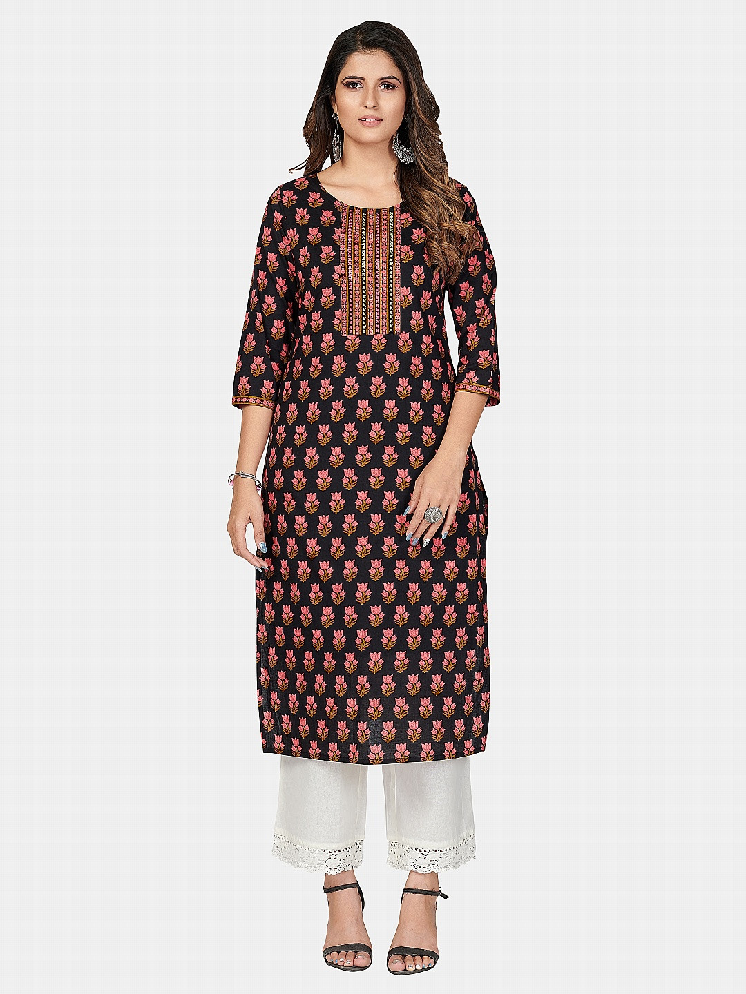 

KALINI Women Black Ethnic Motifs Printed Kurta