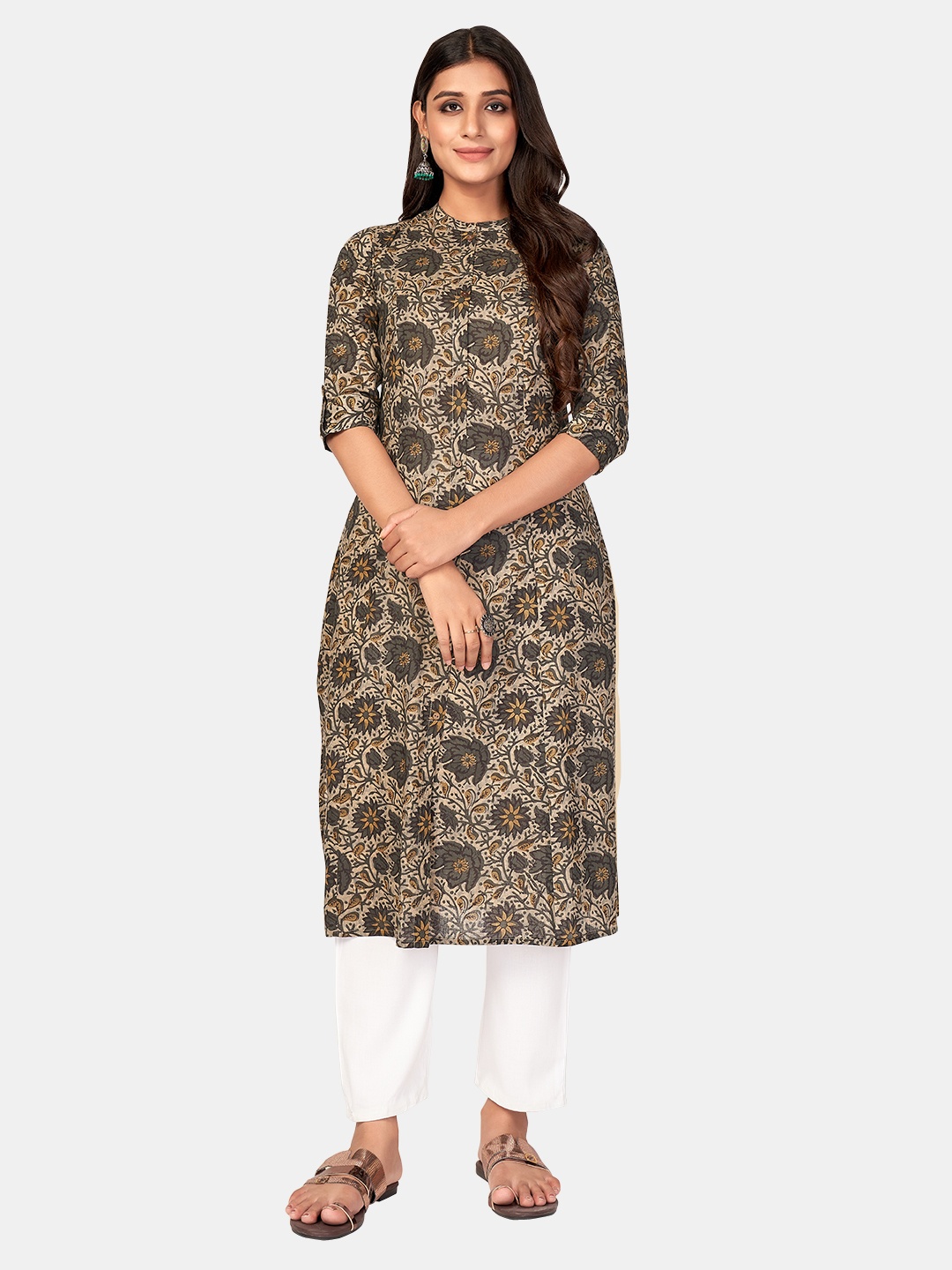 

KALINI Women Grey Ethnic Motifs Printed Kurta