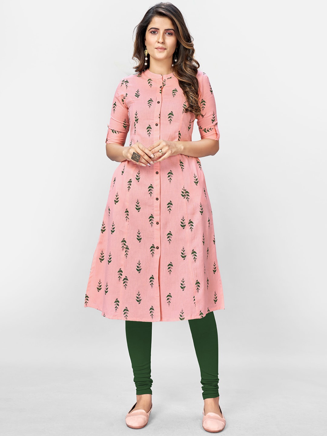 

Vbuyz Women Pink Quirky Embroidered Thread Work Kurta