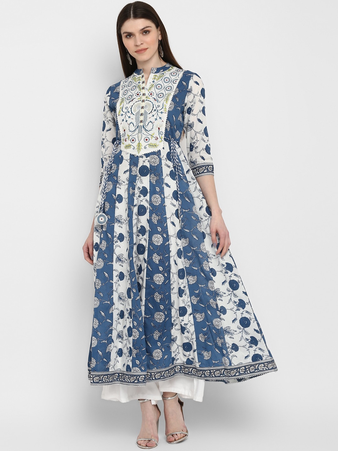 

Vbuyz Women Blue Floral Printed Anarkali Kurta