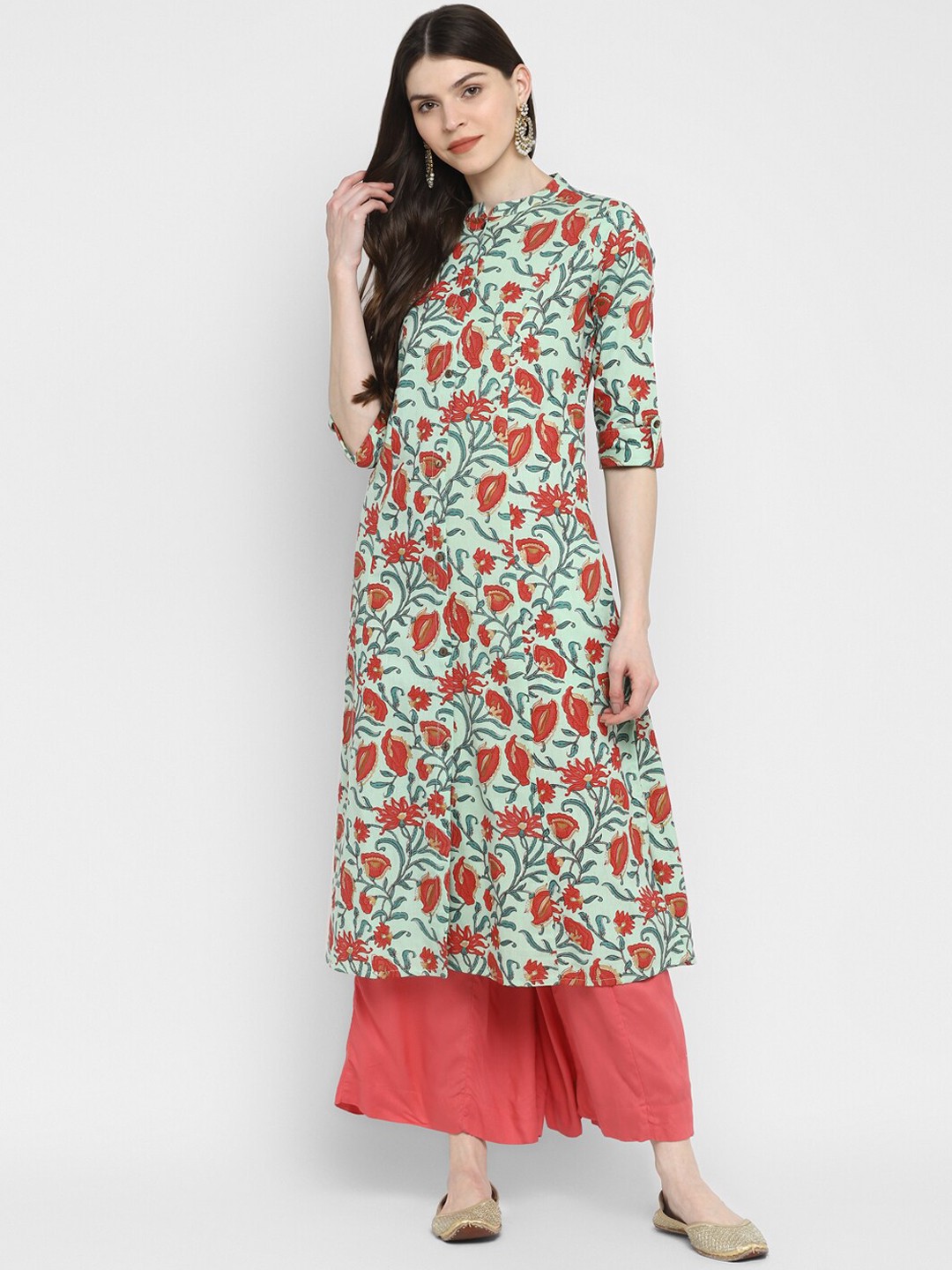 

KALINI Women Green Floral Printed Kurta