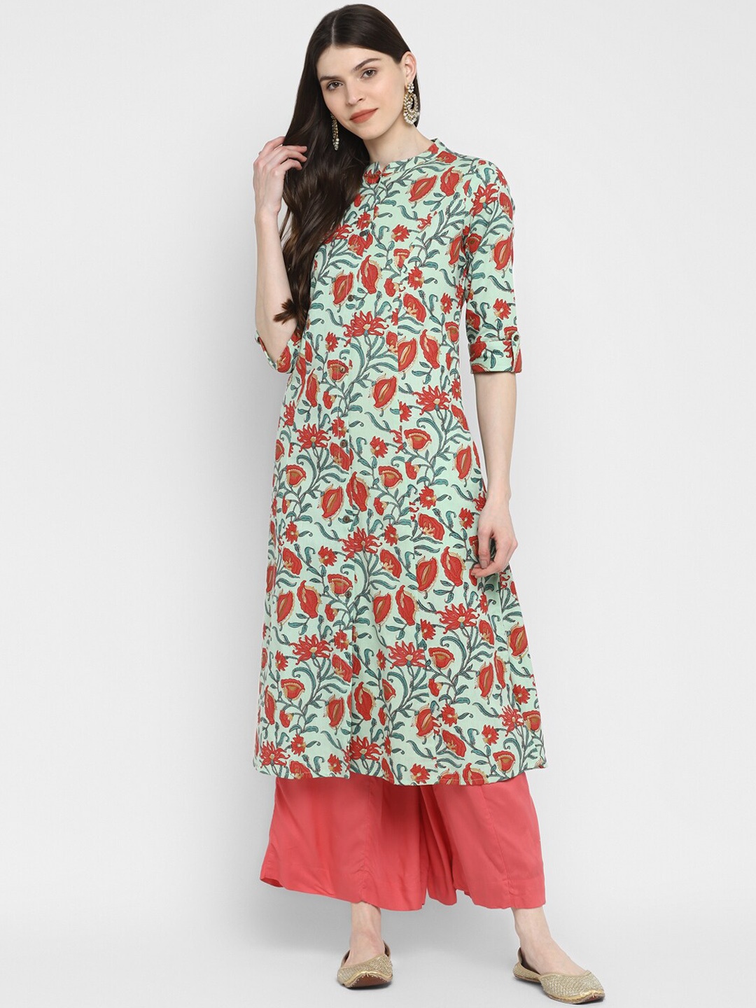 

KALINI Women Off White Floral Printed Kurta