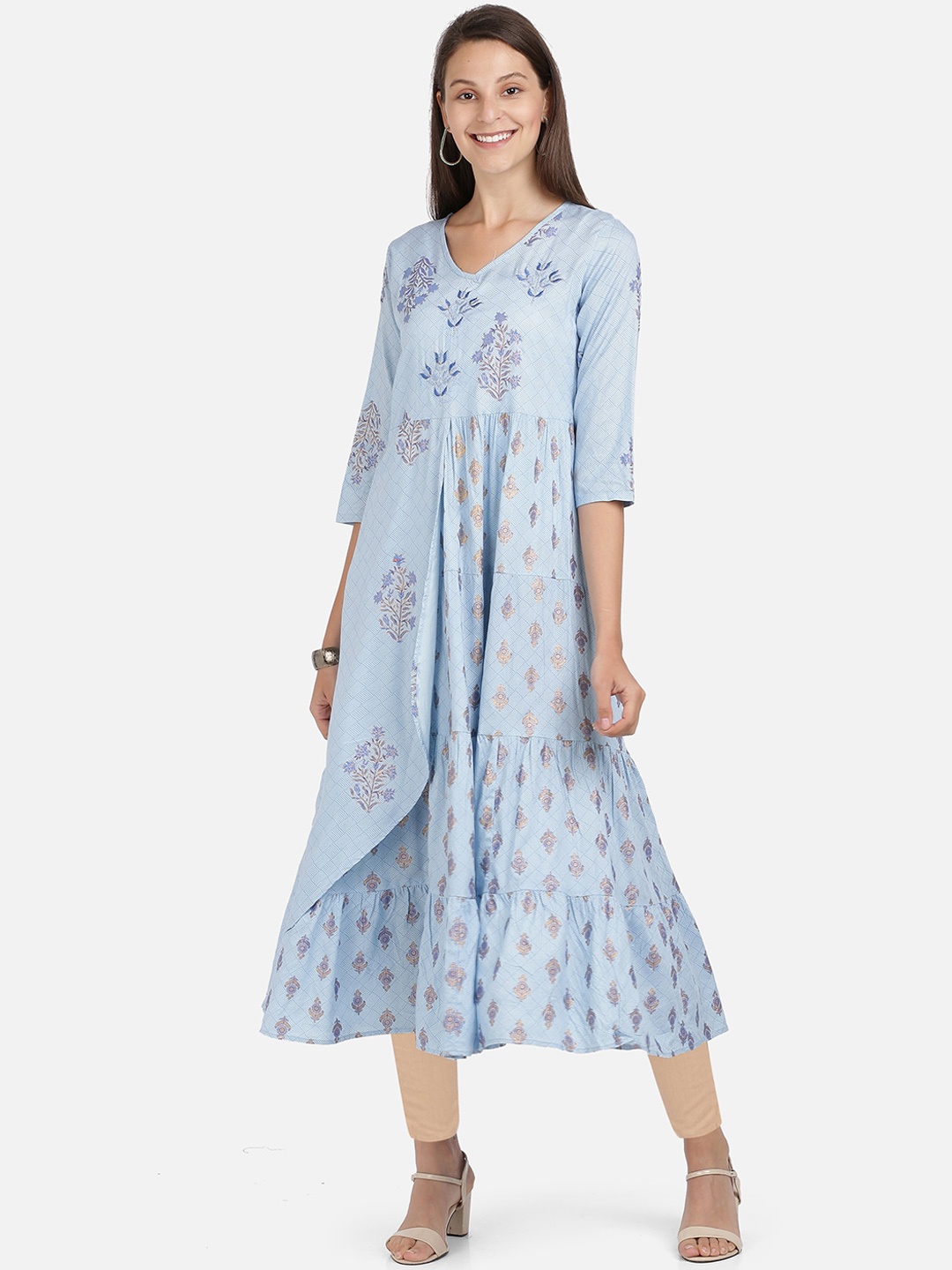 

KALINI Women Blue Ethnic Motifs Printed Anarkali Kurta