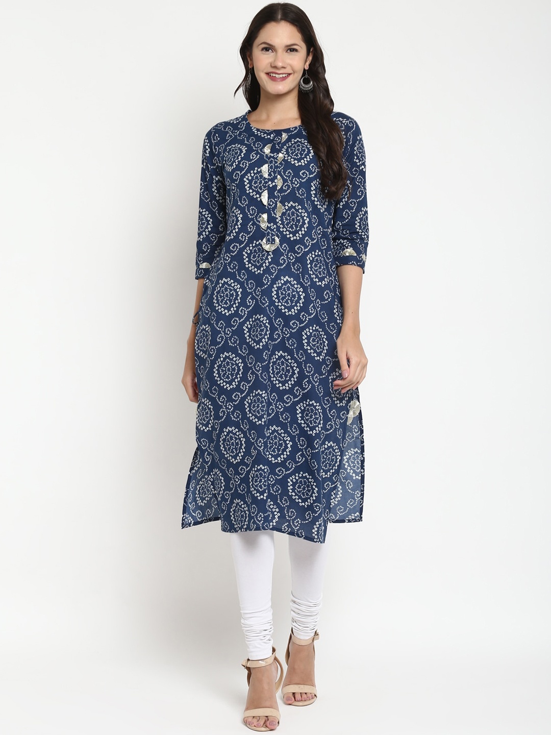 

KALINI Women Blue Bandhani Printed Kurta