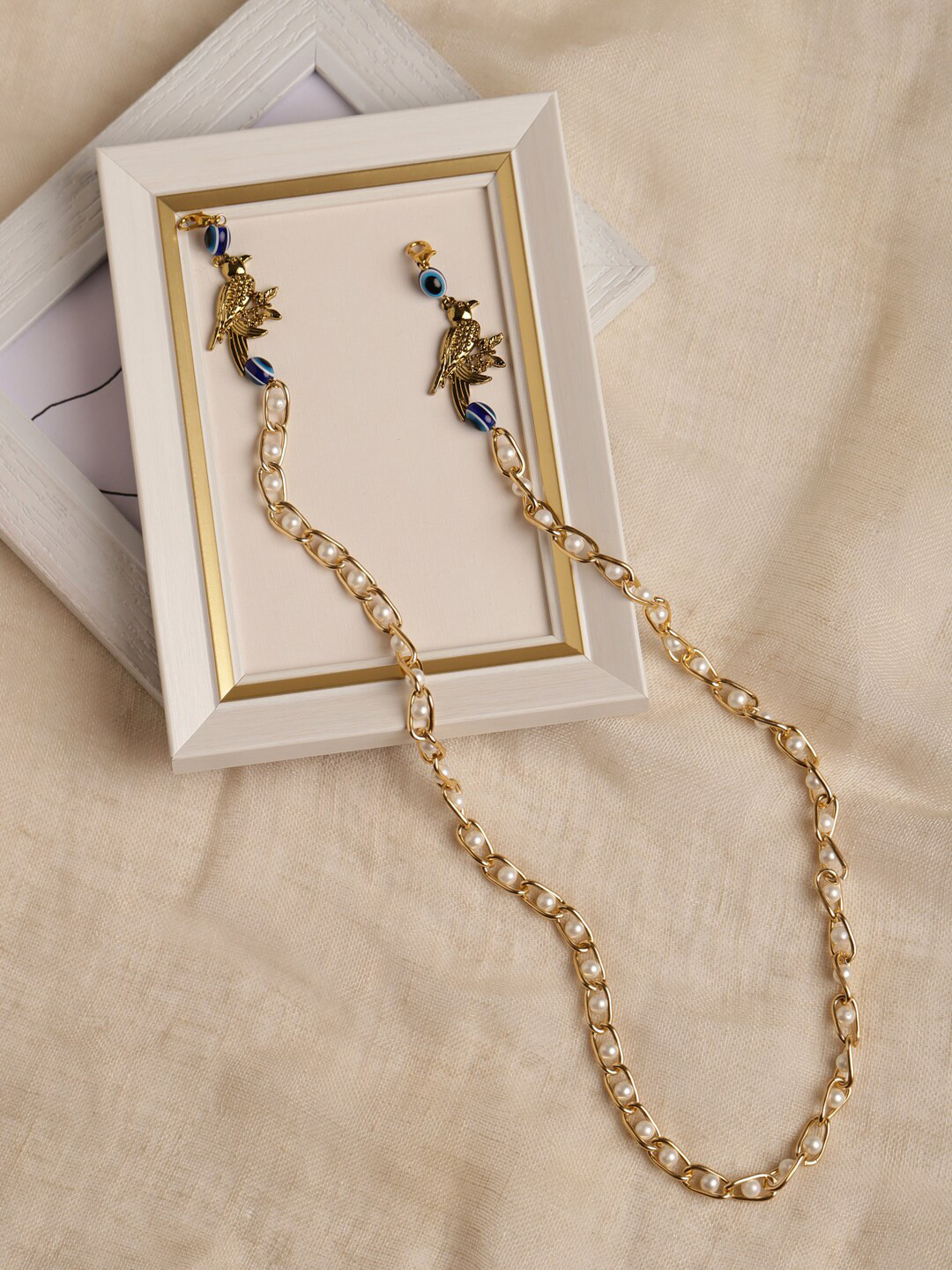 

Ruby Raang Gold-Plated & Pearl Beaded Mask chain