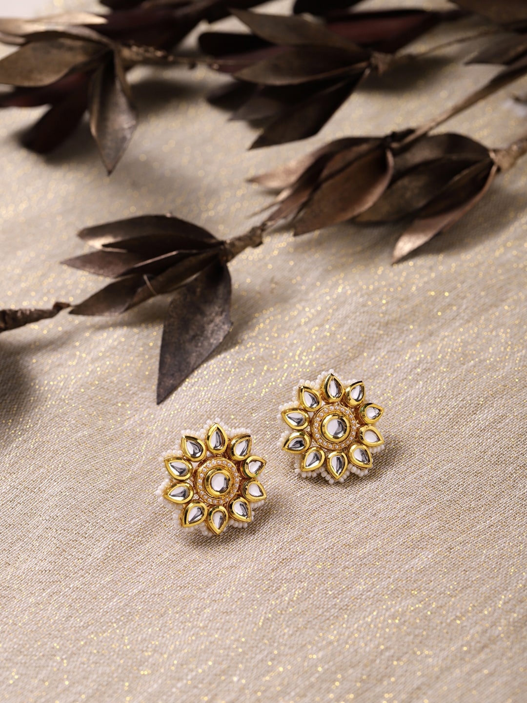 

Ruby Raang Gold-Toned Circular Studs Earrings