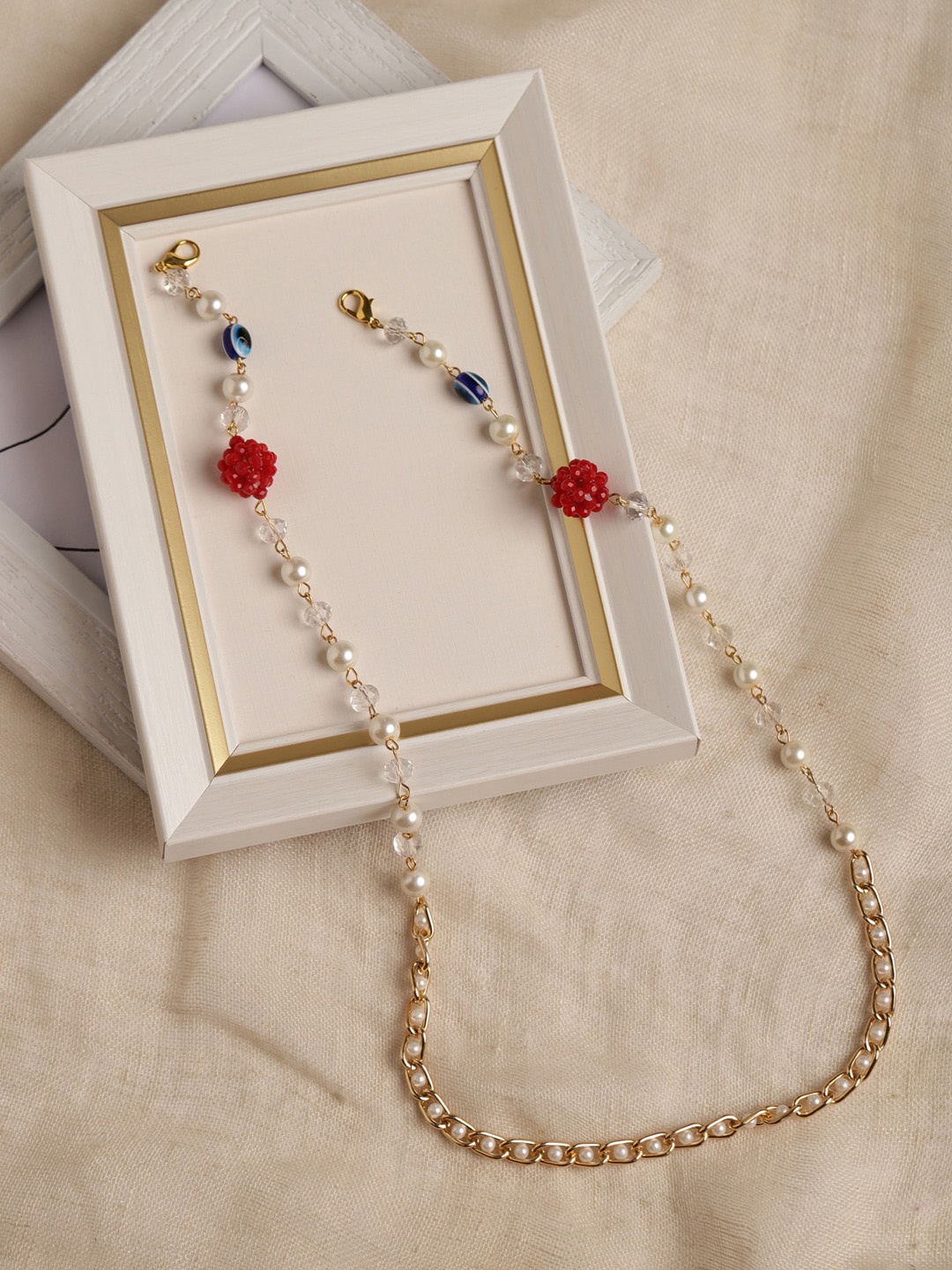 

Ruby Raang White Embellsihed Mask Chain
