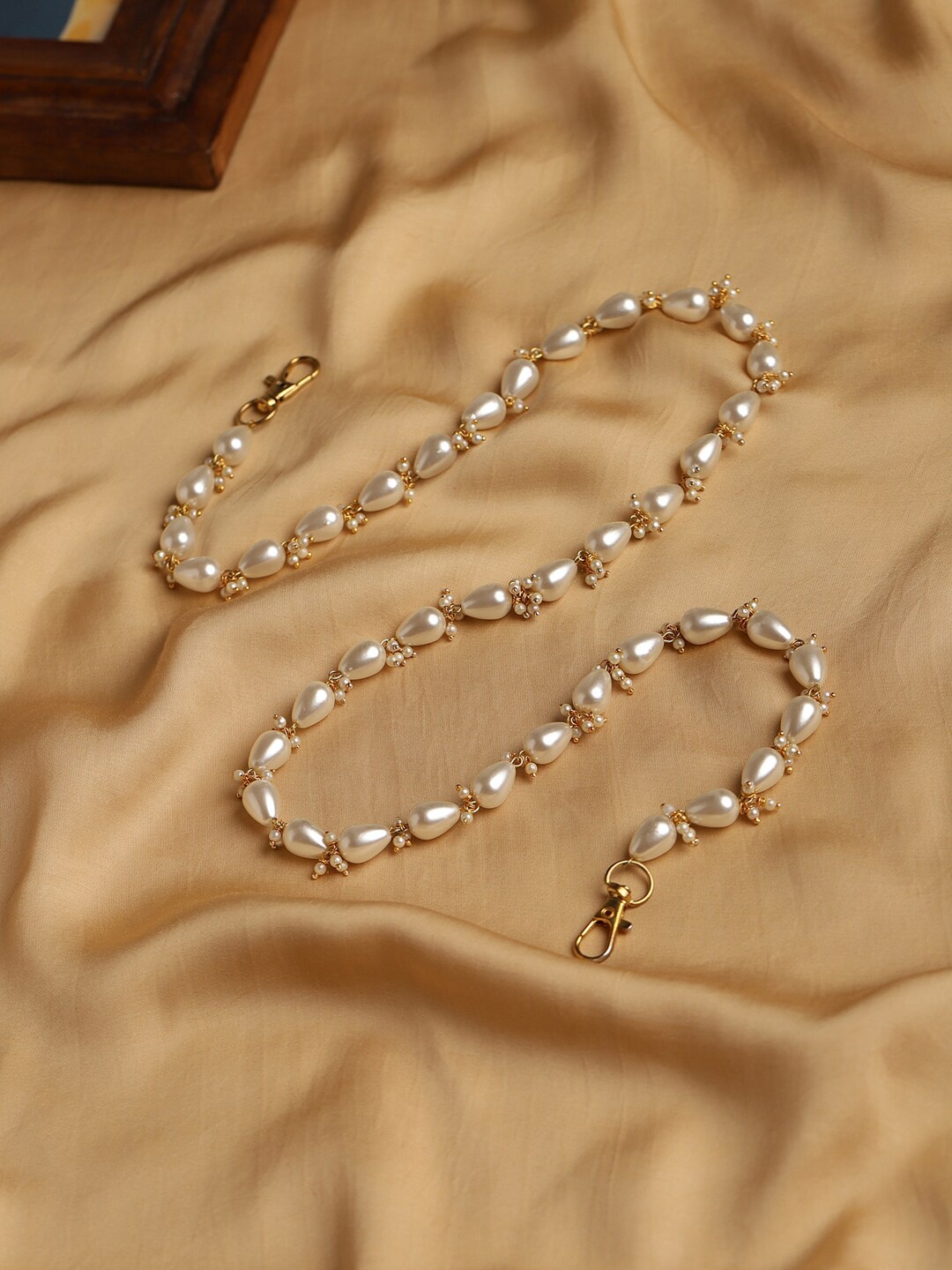 

Ruby Raang Gold-Toned & White Embellished Mask chain