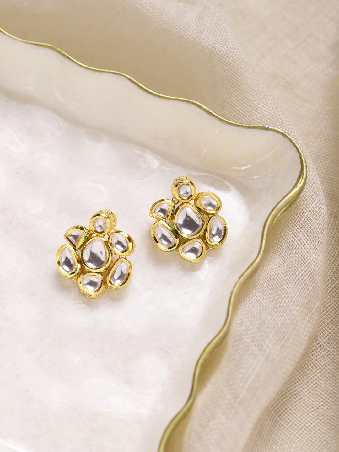 

Ruby Raang Gold-Toned Circular Studs Earrings