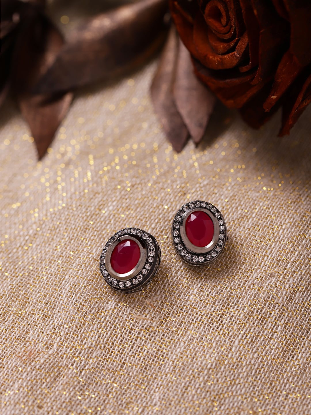 

Ruby Raang Pink Circular Studs Earrings