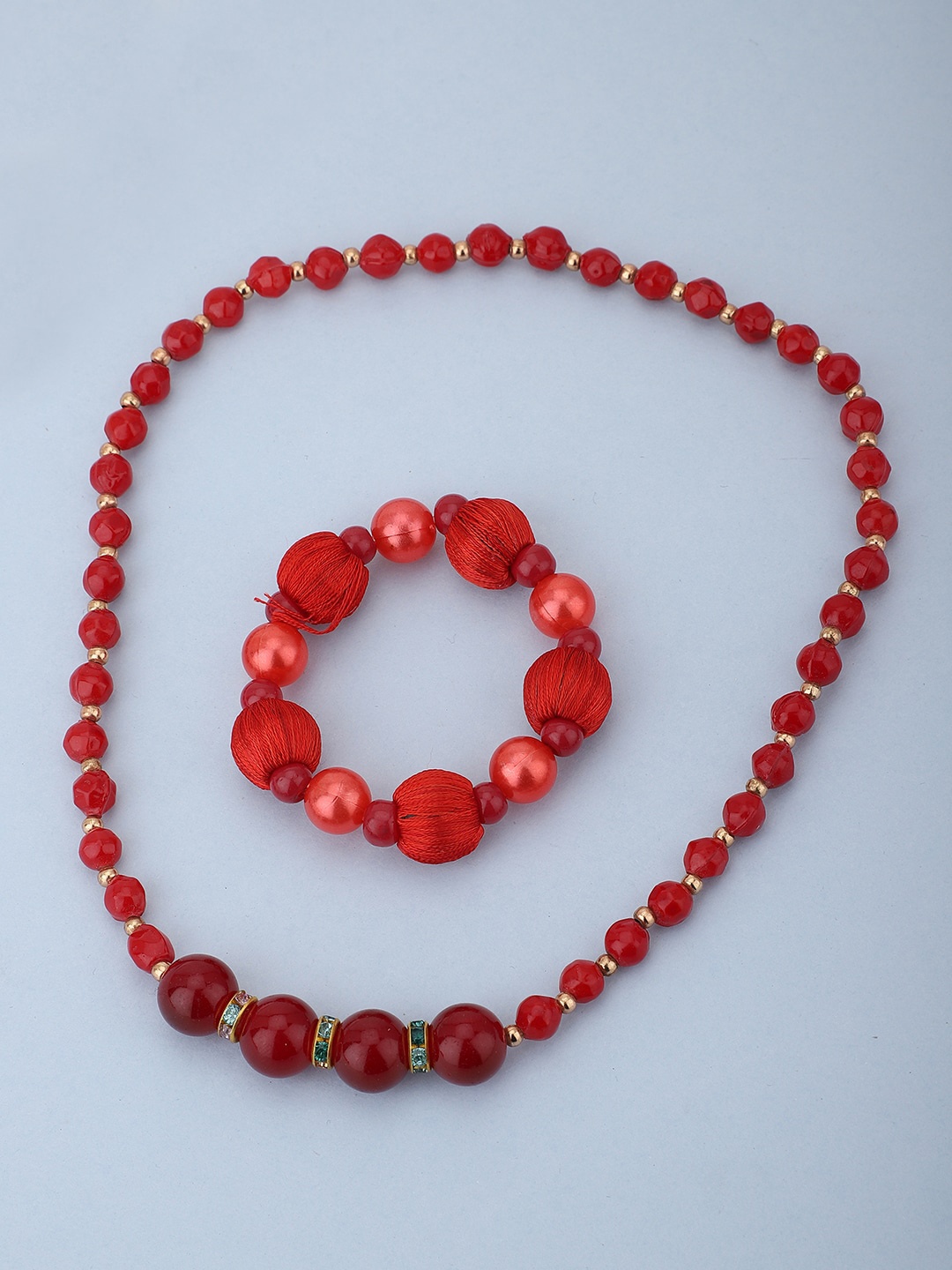 

Carlton London Red Beaded Jewellery Set