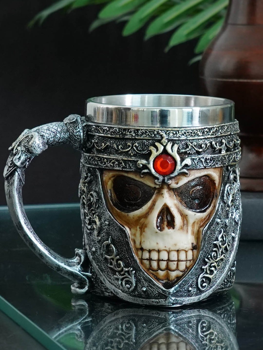 

TIED RIBBONS Silver Handcrafted Solid Stainless Steel Matte Mugs Set of Cups and Mugs