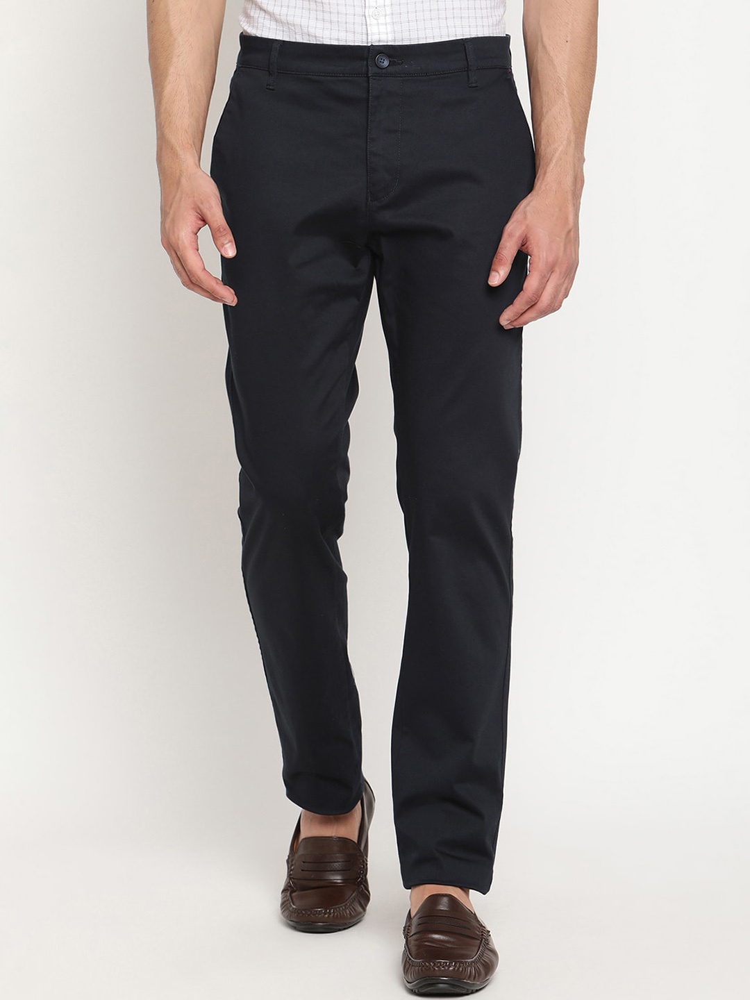 

Cantabil Men Navy Blue Solid Original Casual Trouser