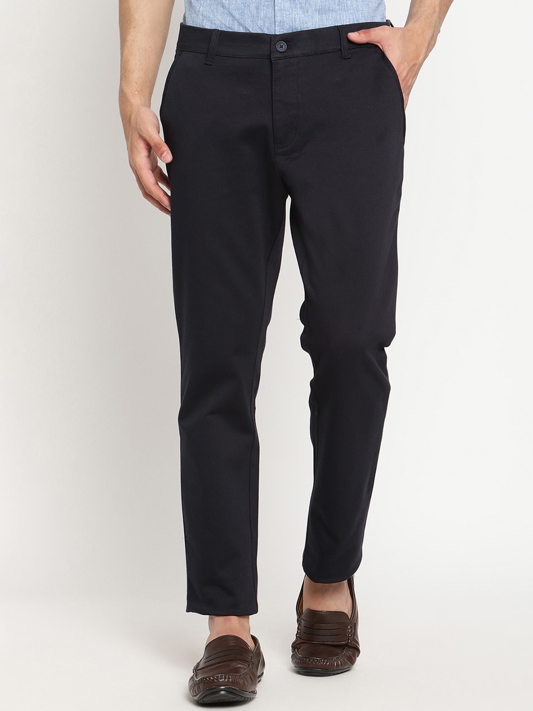 

Cantabil Men Navy Blue Original Regular Fit Cotton Trousers