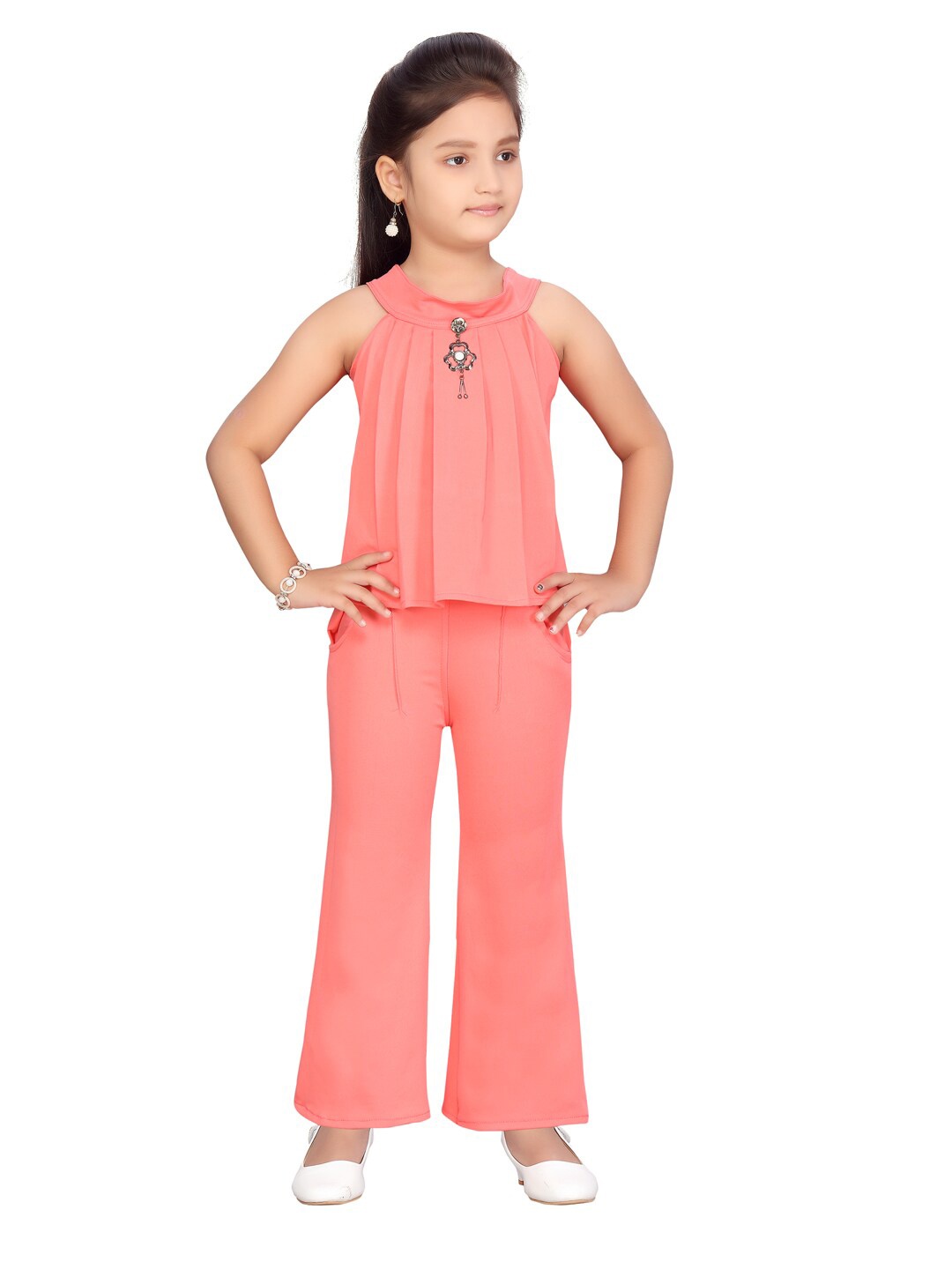 

Aarika Girls Peach-Coloured Top with Palazzos