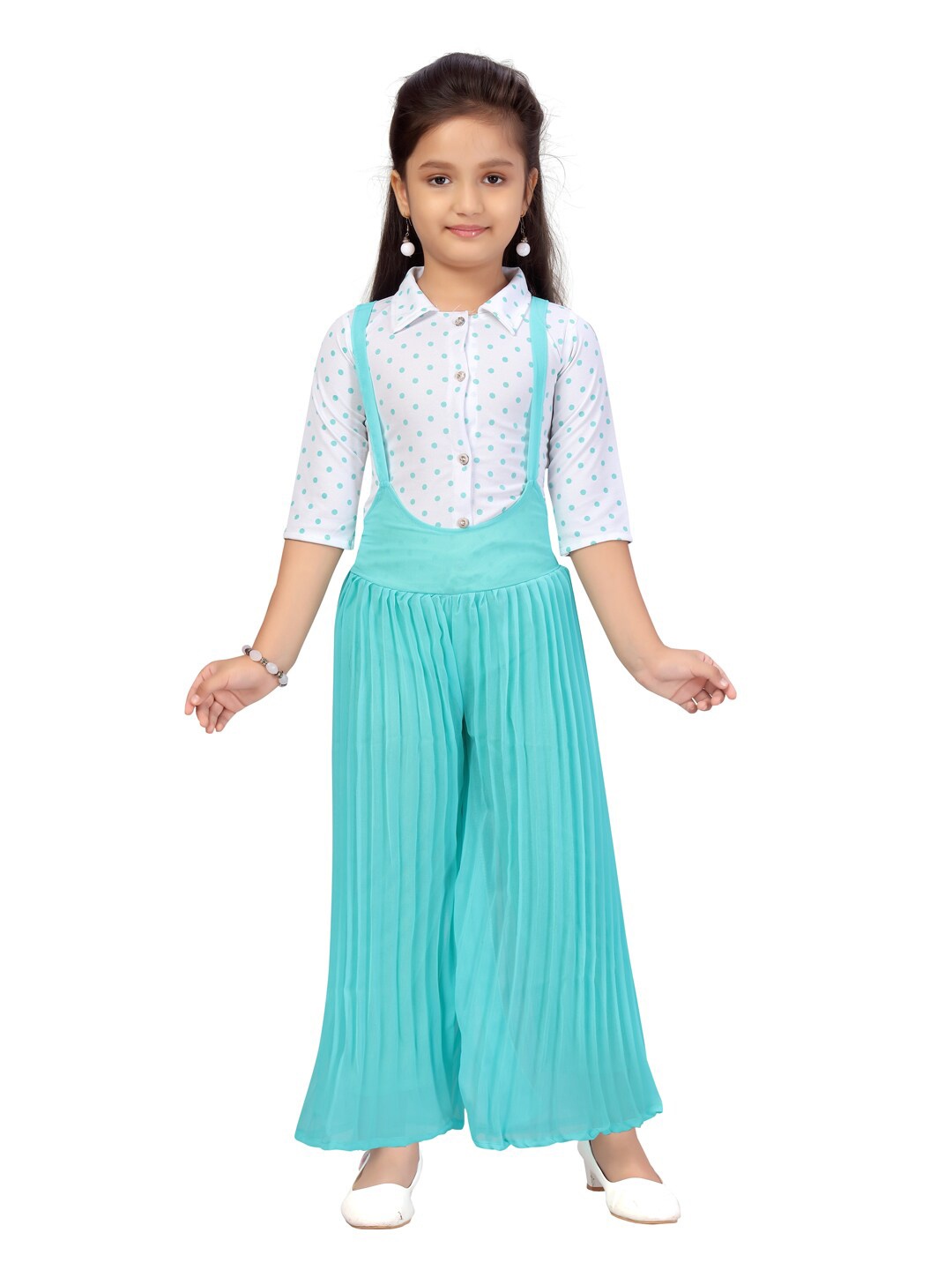 

Aarika Girls Blue Culotte Jumpsuit with Shirt