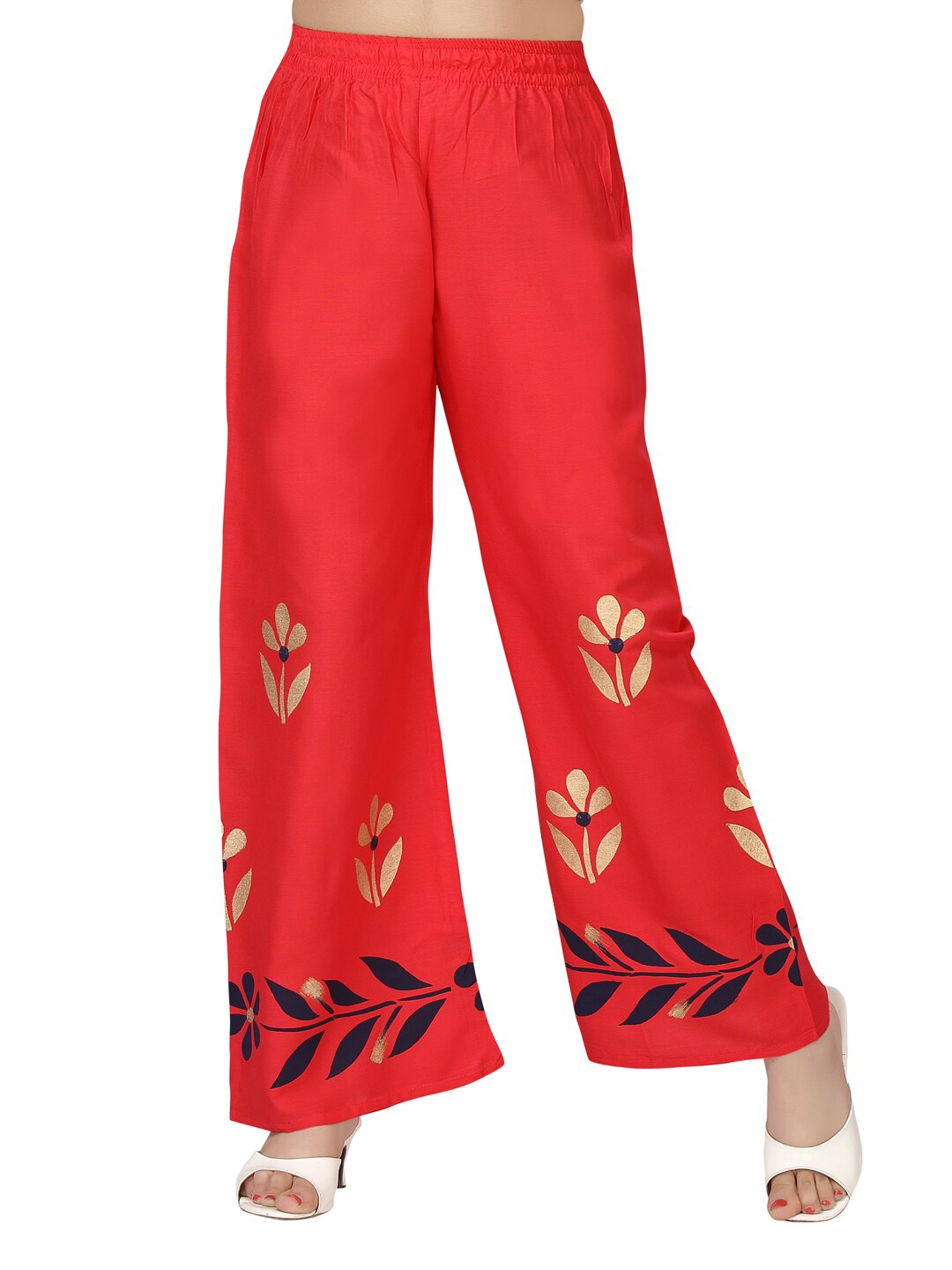 

Aarika Girls Red & Black Floral Printed Palazzos