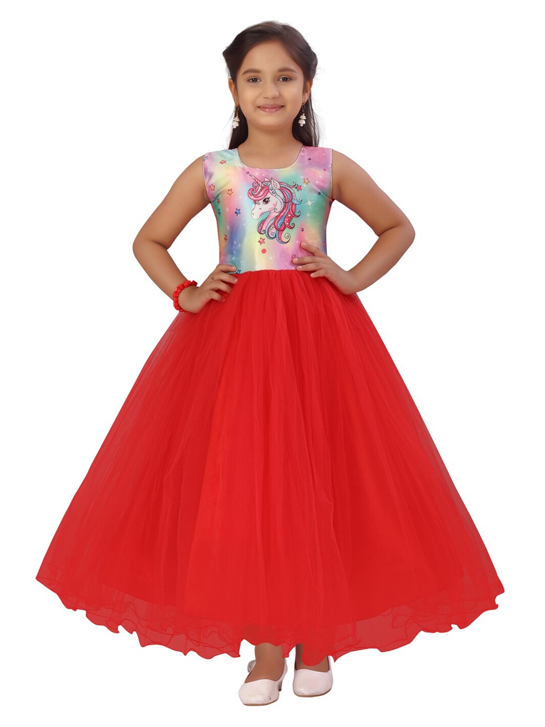 

Aarika Red Net Maxi Dress