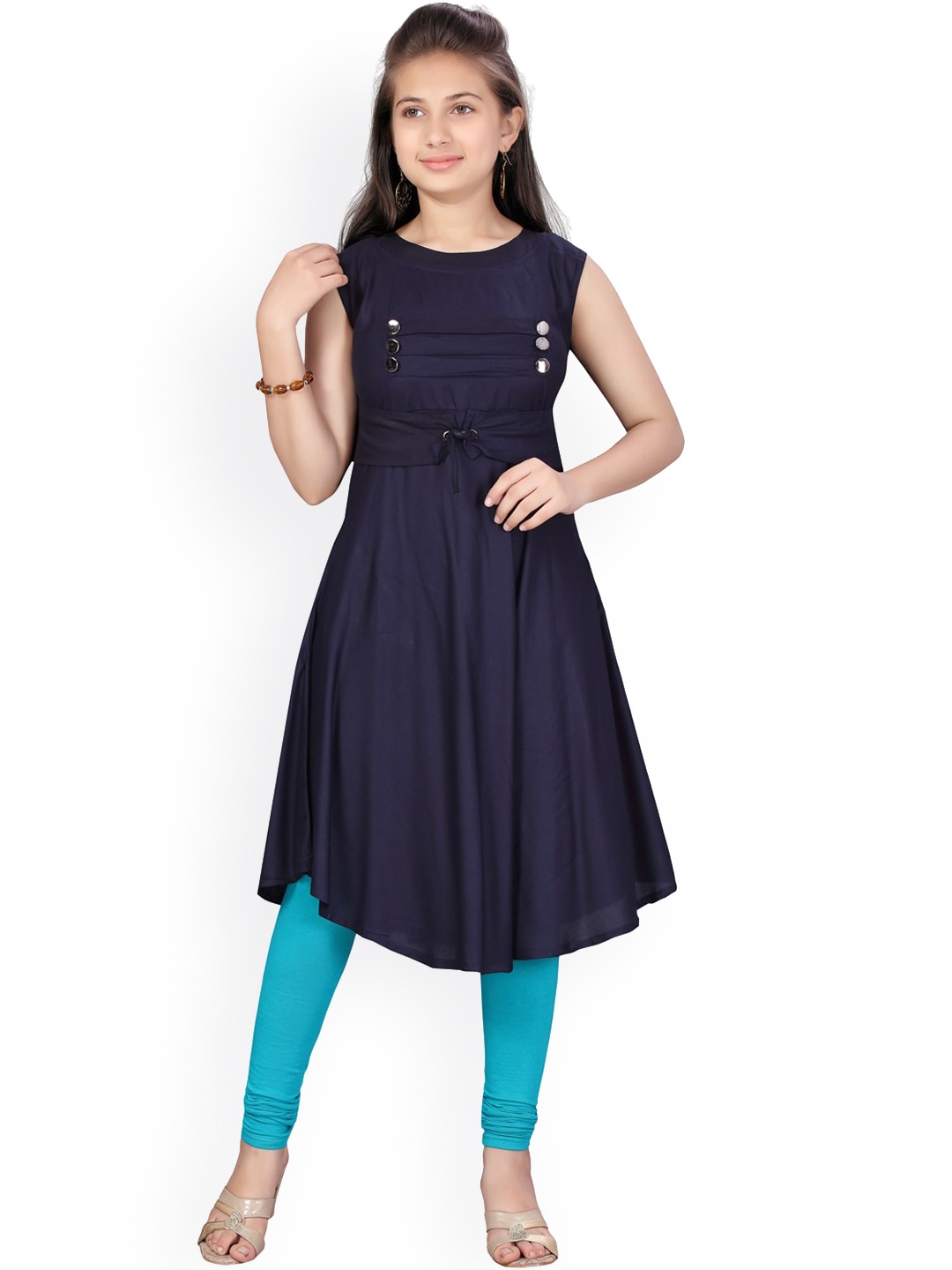 

Aarika Girls Navy Blue Solid Cotton Kurta