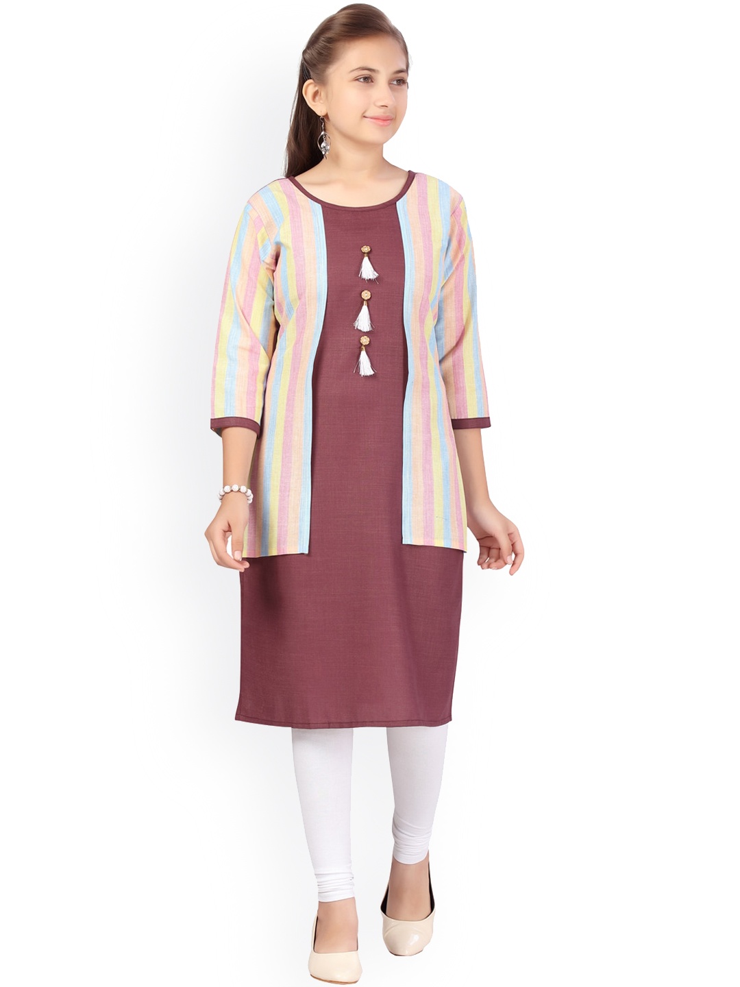 

Aarika Girls Pink Colourblocked Gotta Patti Kurta