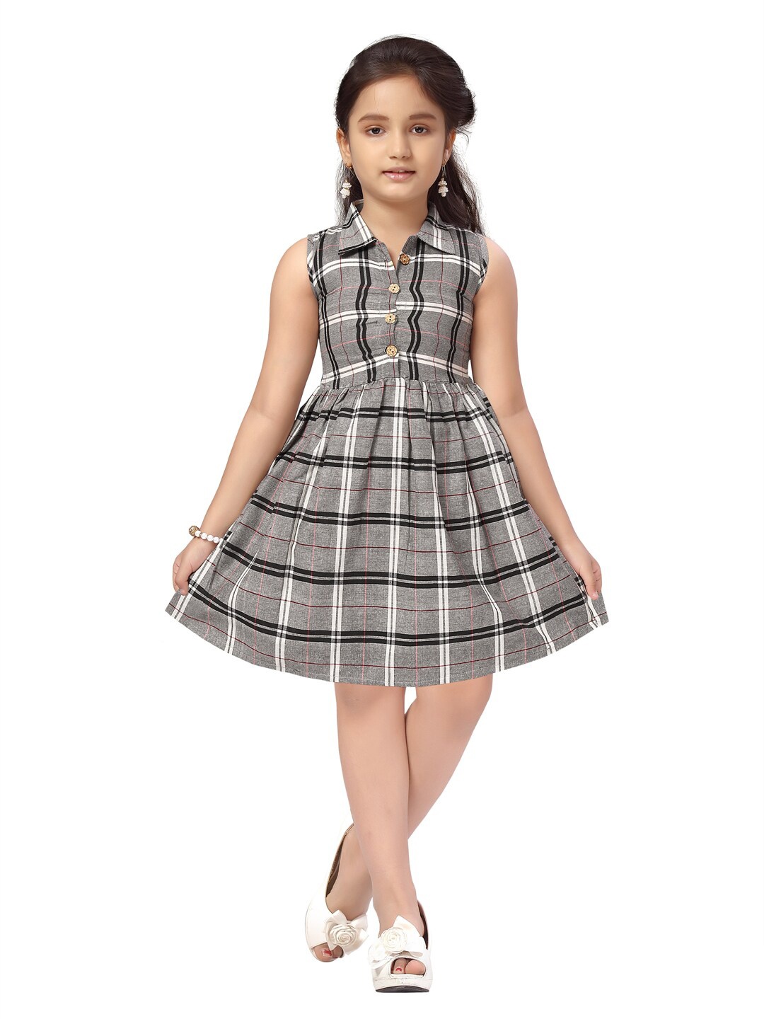 

Aarika Grey Checked Shirt Dress