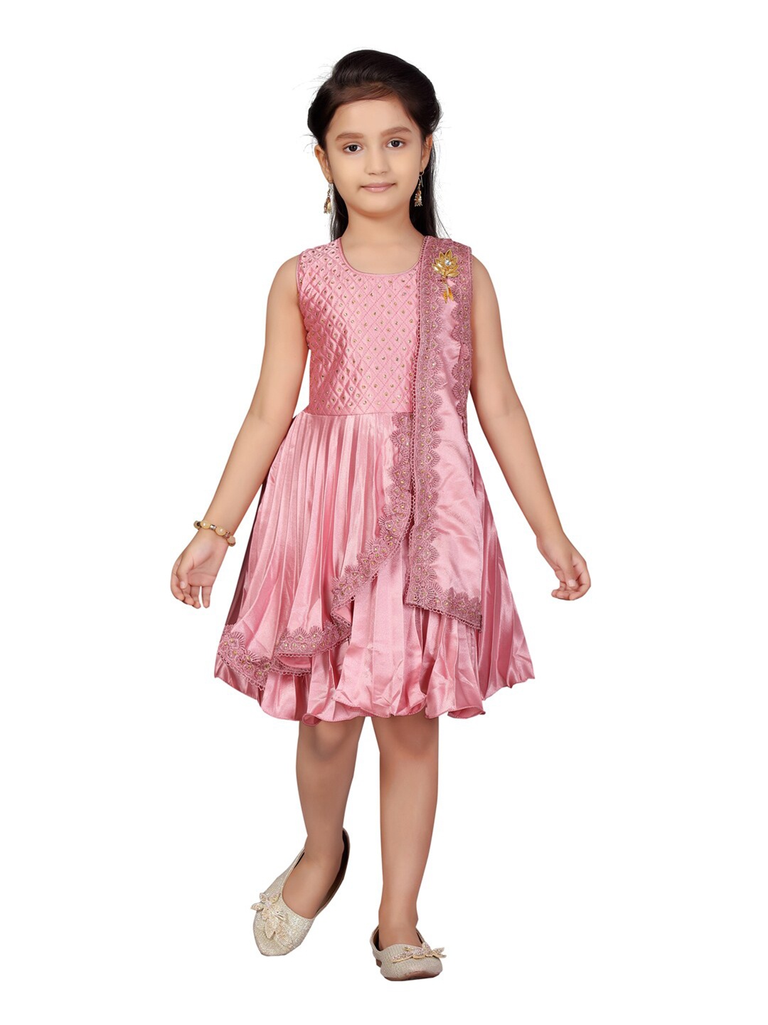 

Aarika Girls Pink Layered Dress