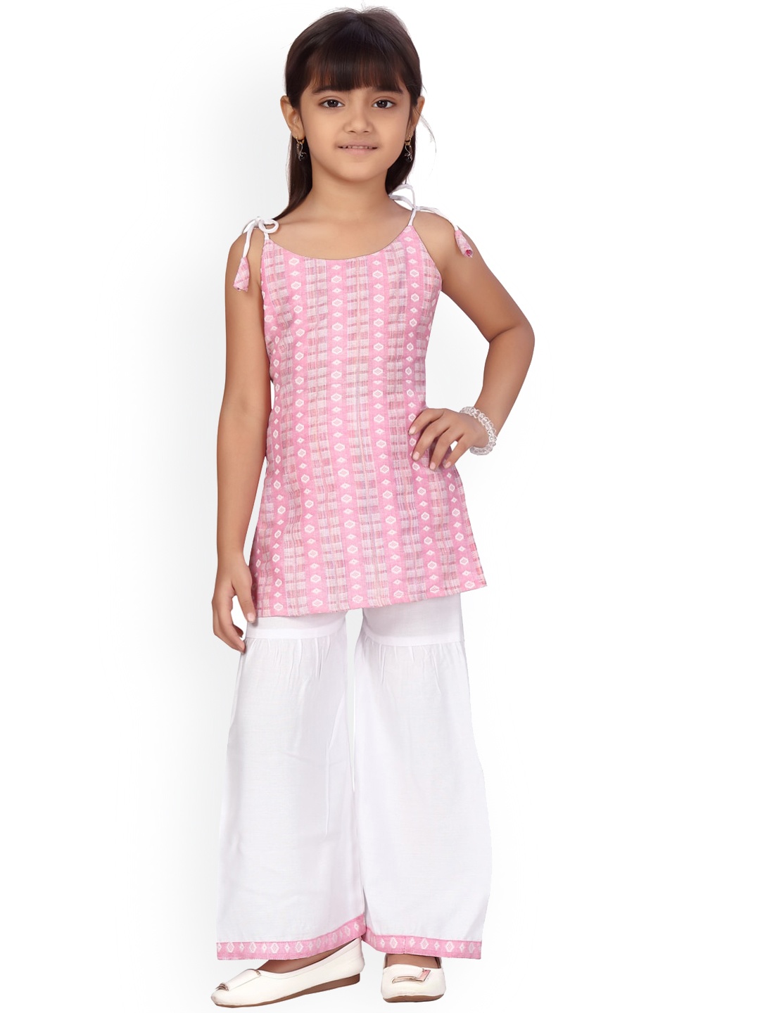 

Aarika Girls Pink Printed Pure Cotton Kurta with Palazzos