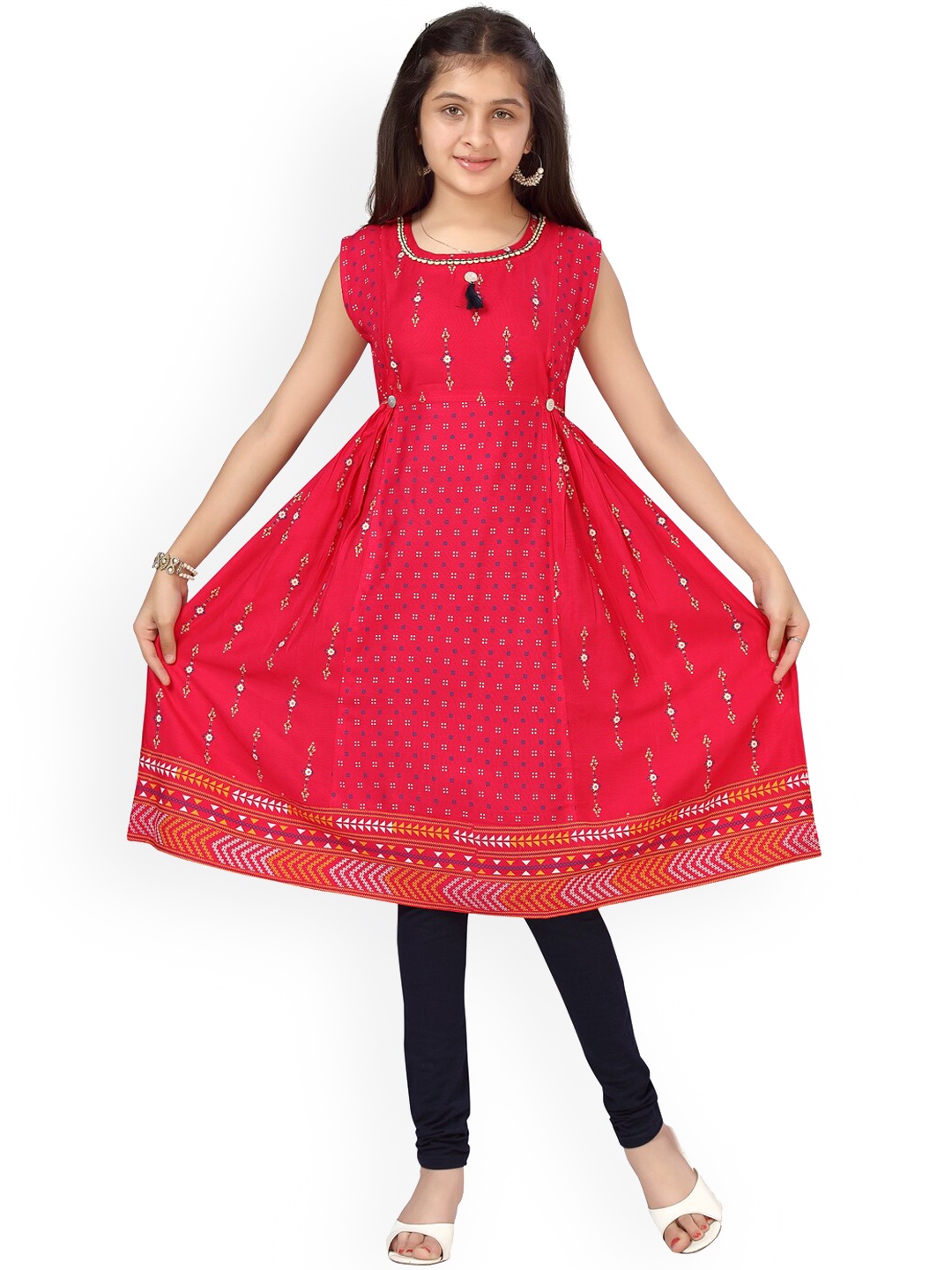 

Aarika Girls Pink Ethnic Motifs Printed Kurta