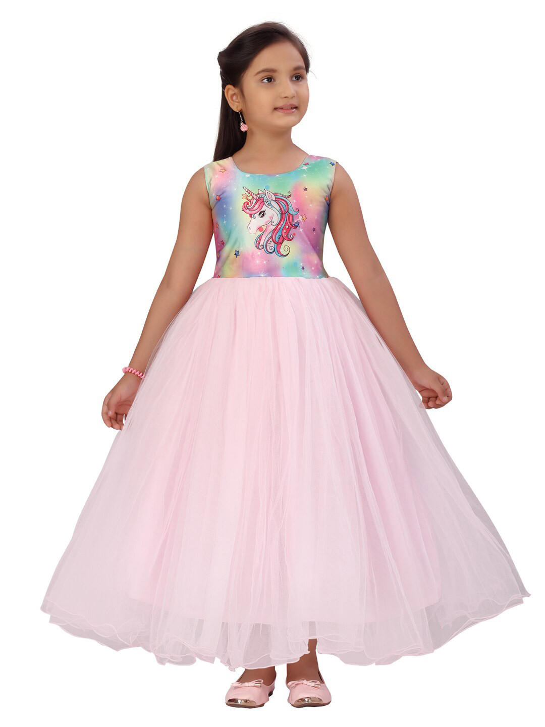 

Aarika Pink Net Maxi Dress