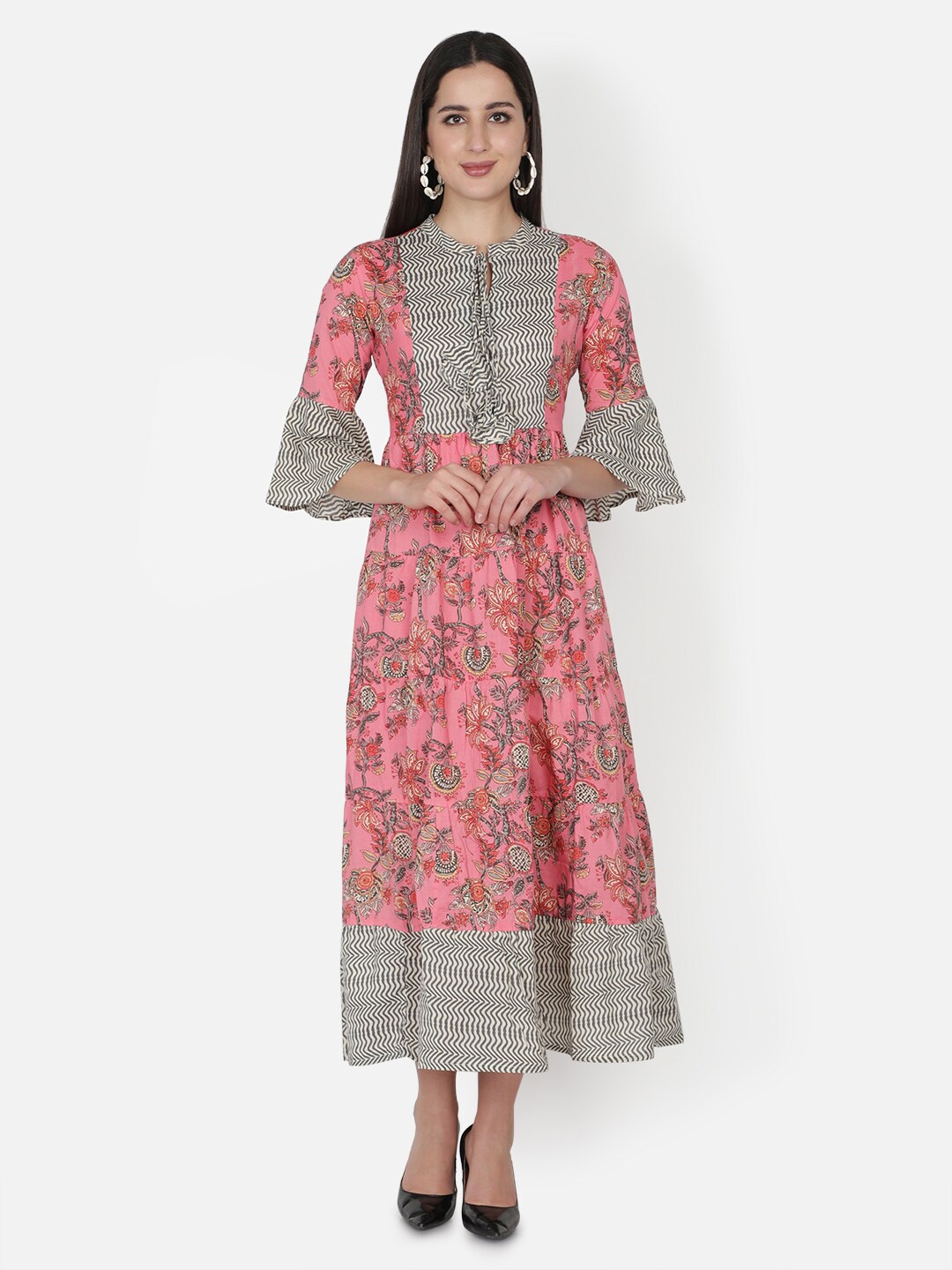 

TRISHLA INDIA Women Pink Floral Printed Anarkali Kurta