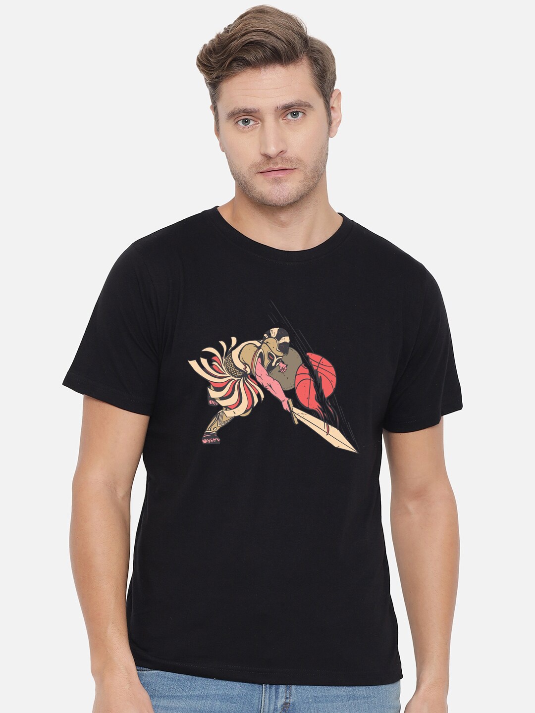 

FFLIRTYGO Men Black & Beige Printed T-shirt