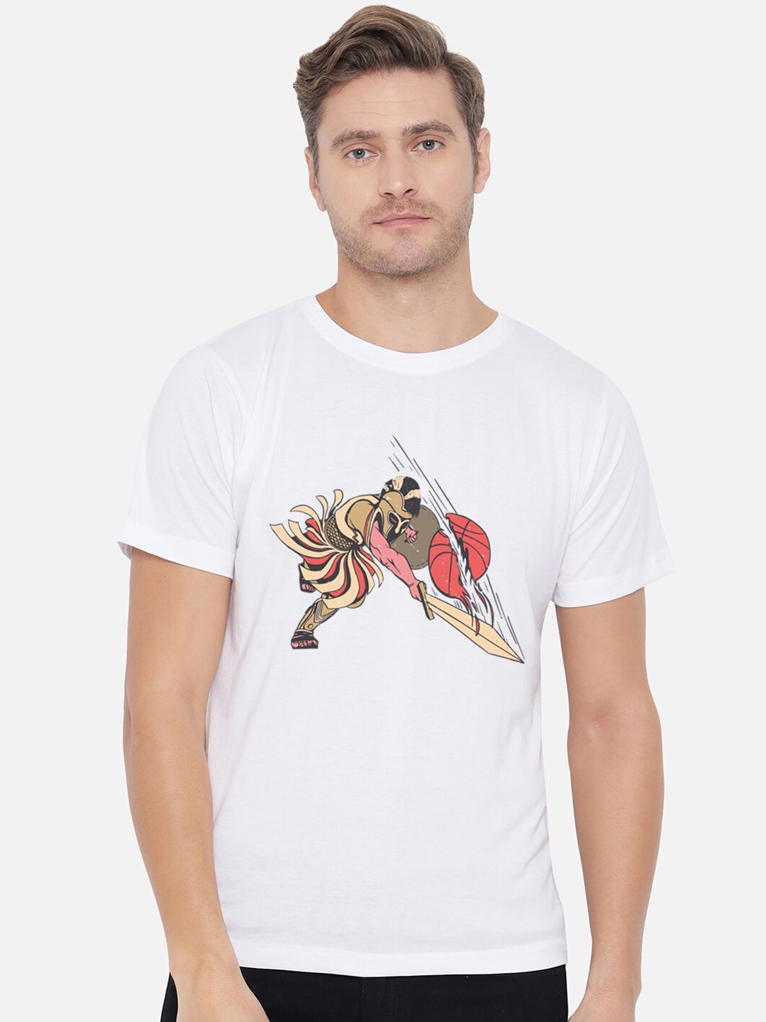 

FFLIRTYGO Men White Printed Applique T-shirt
