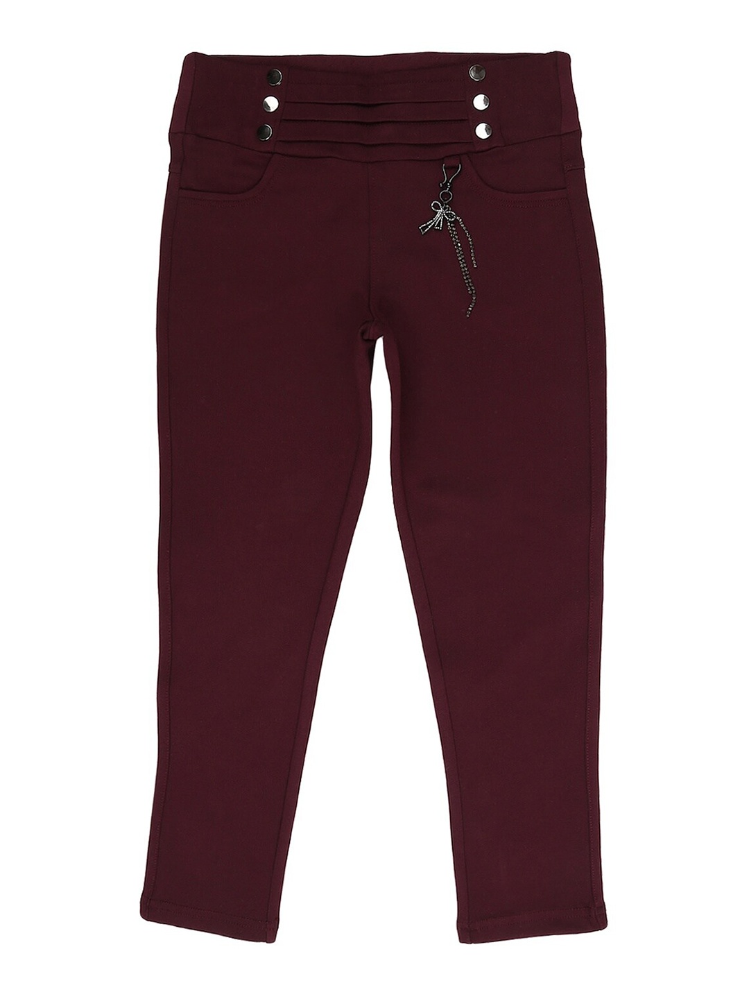 

V-Mart Girls Maroon Solid Knitted Jeggings