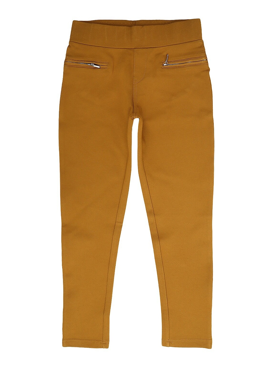 

V-Mart Girls Mustard Solid Cotton Jeggings