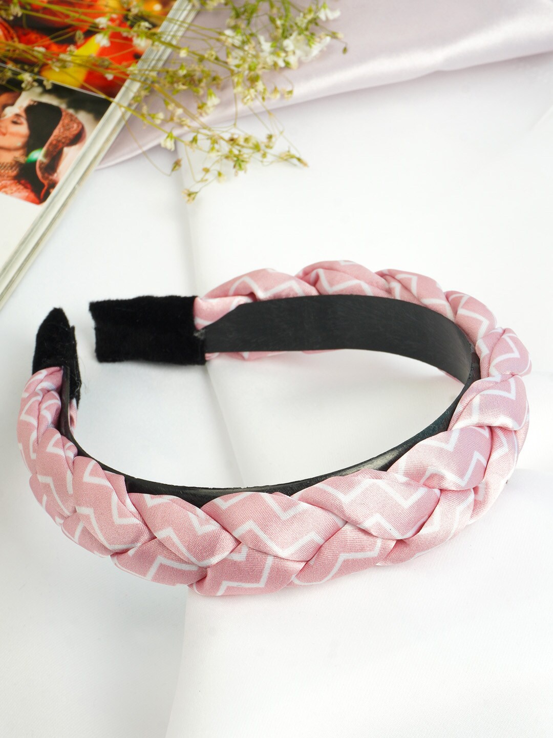 

Ferosh Women Pink Zigzag Braided Hairband