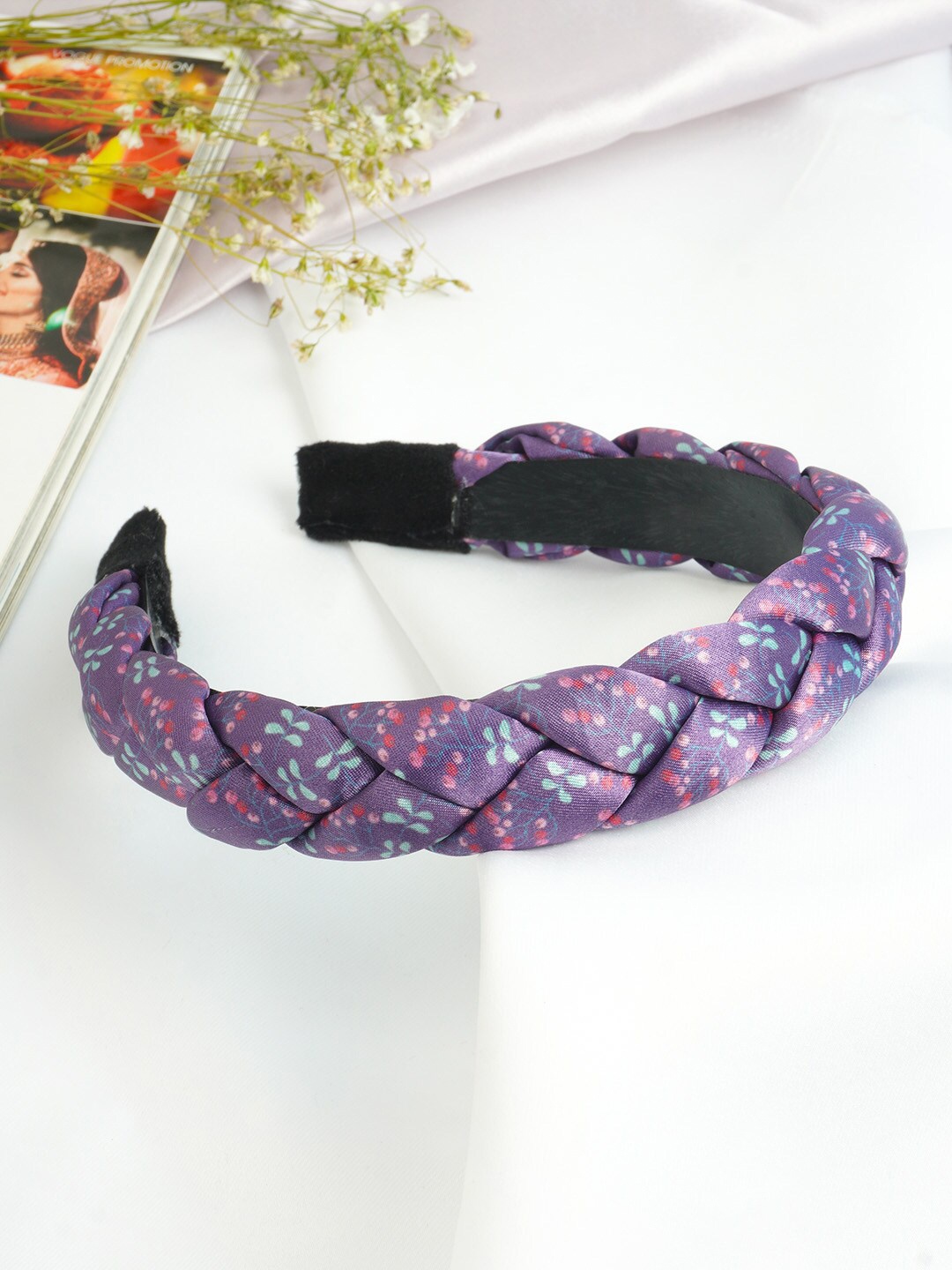 

Ferosh Women Purple & Green Braided Hairband