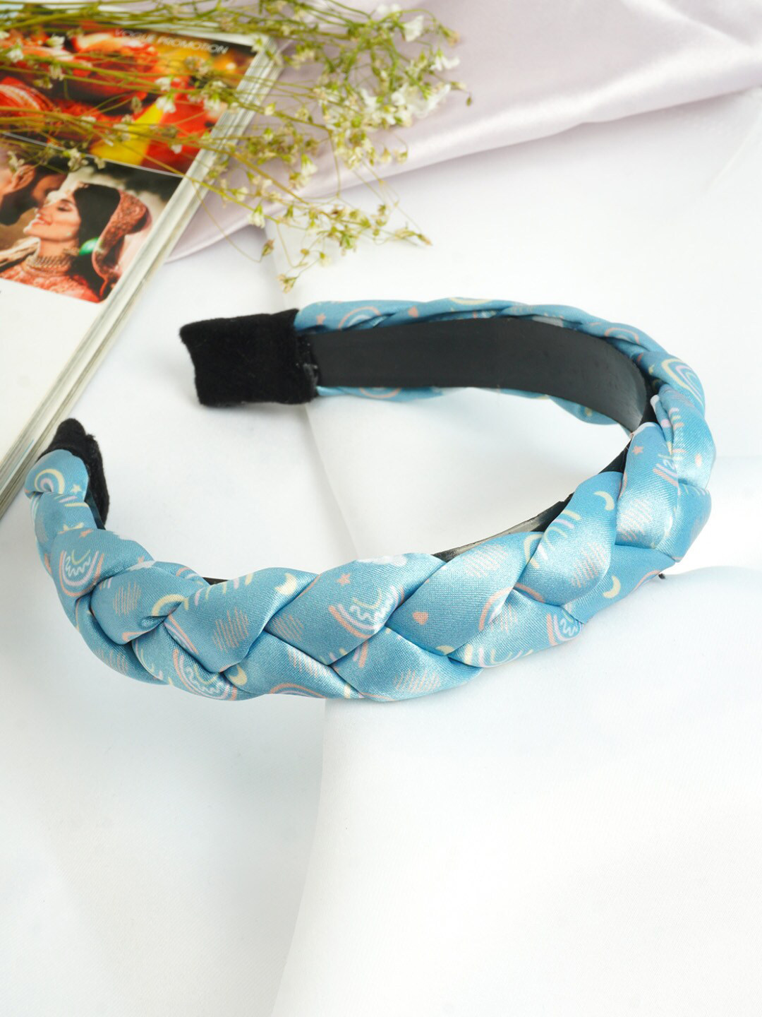 

Ferosh Women Blue & White Braided Hairband