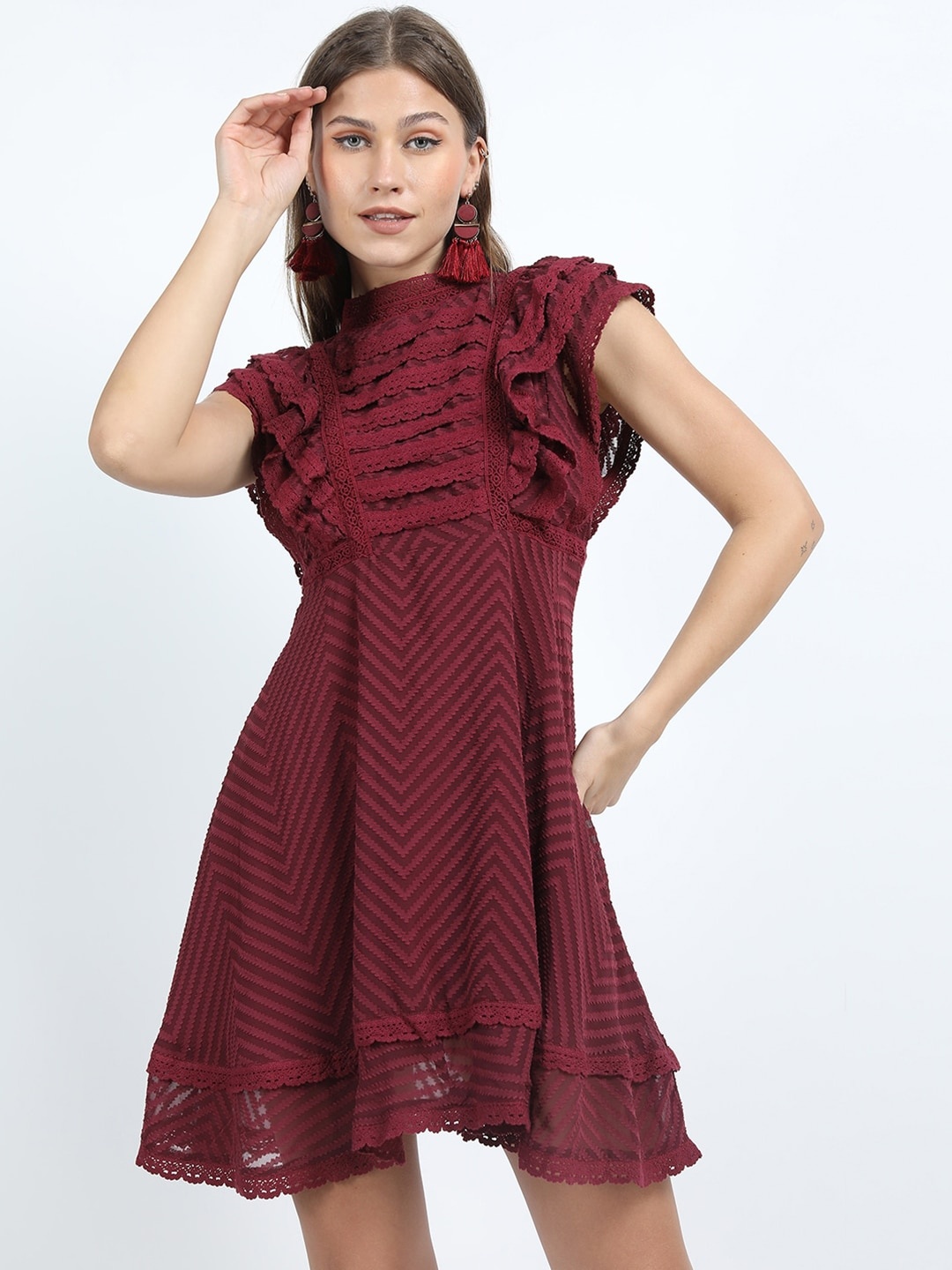 

Tokyo Talkies Burgundy Georgette Dress